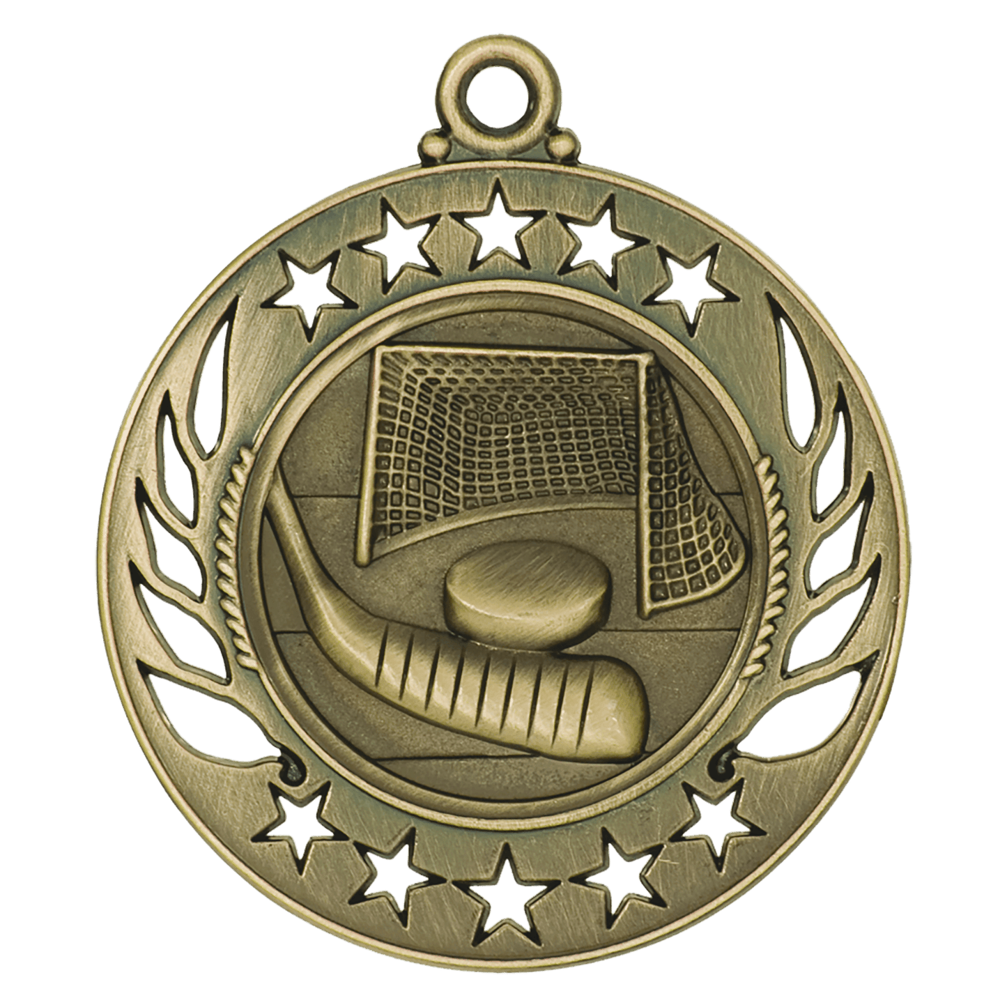 Antique Gold 2 1/4" Hockey Galaxy Medal