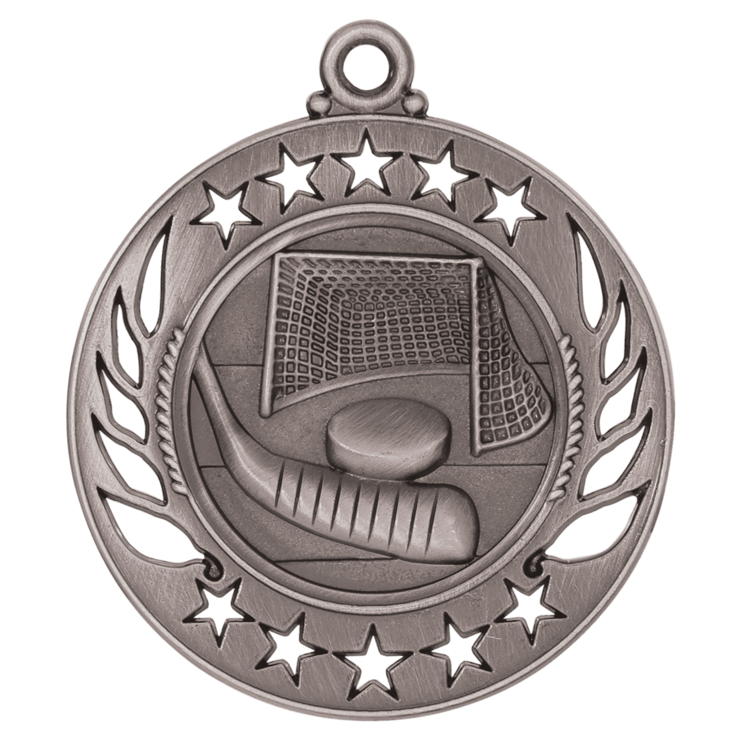 Antique Silver 2 1/4" Hockey Galaxy Medal