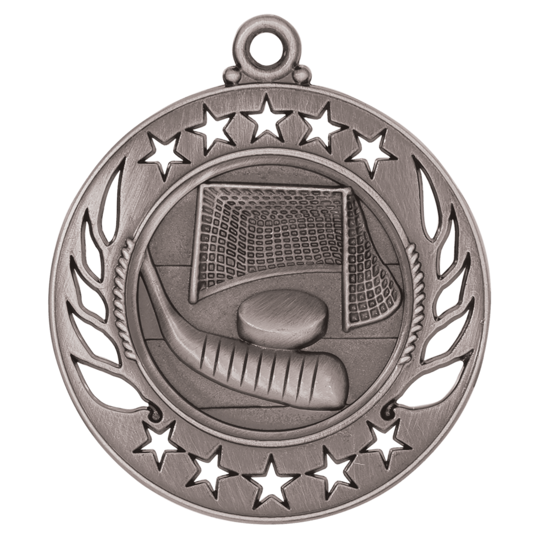 Antique Silver 2 1/4" Hockey Galaxy Medal