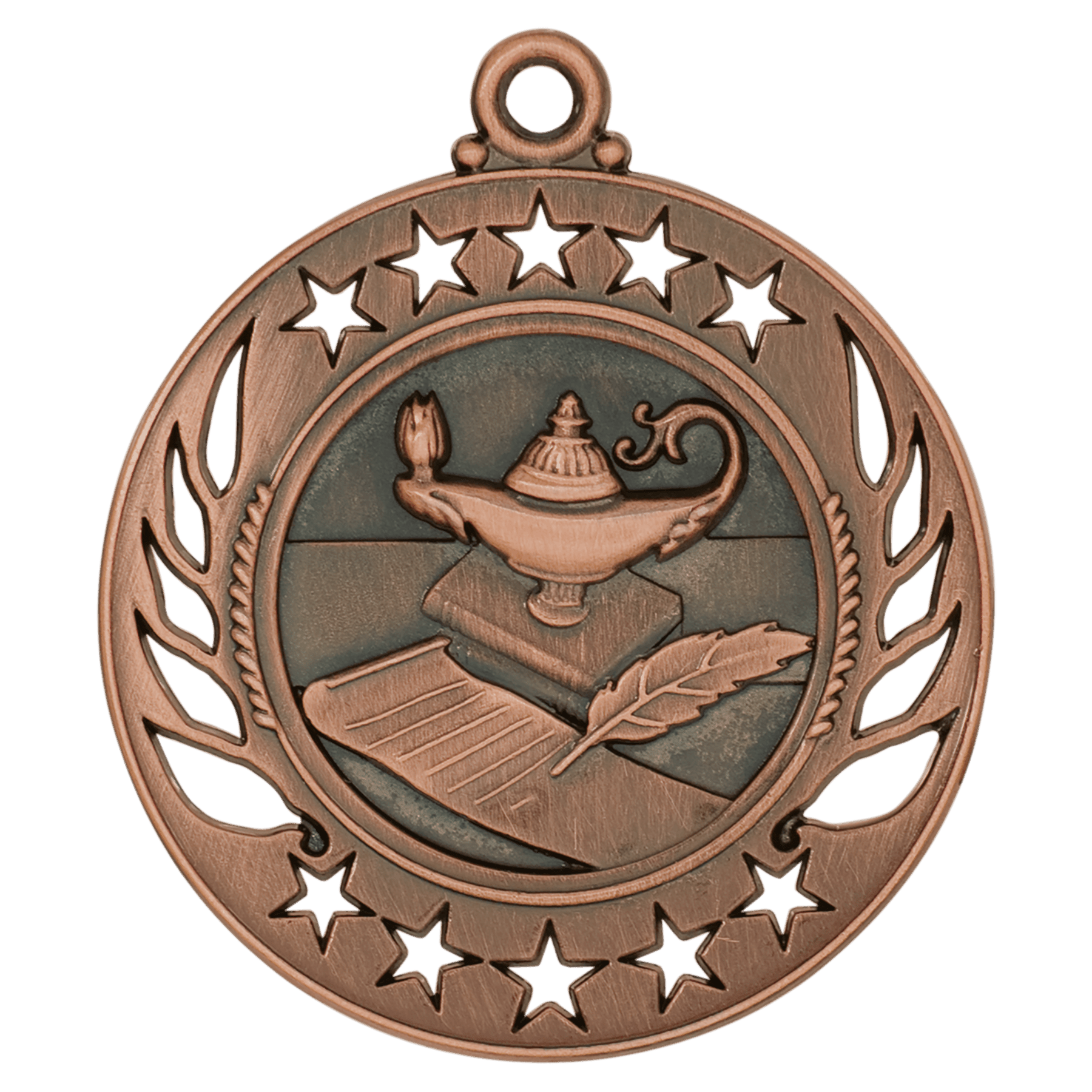 Antique Bronze 2 1/4" Lamp of Knowledge Galaxy Medal