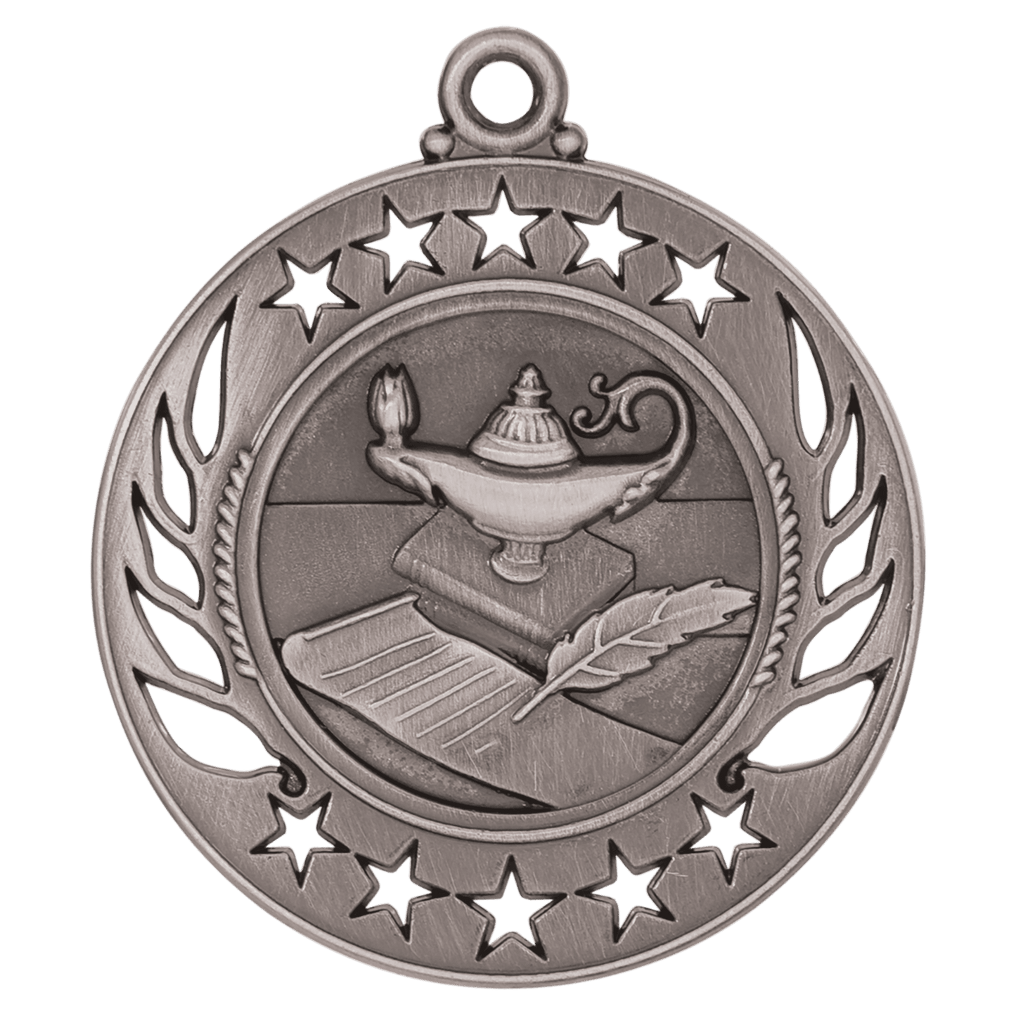 Antique Silver 2 1/4" Lamp of Knowledge Galaxy Medal