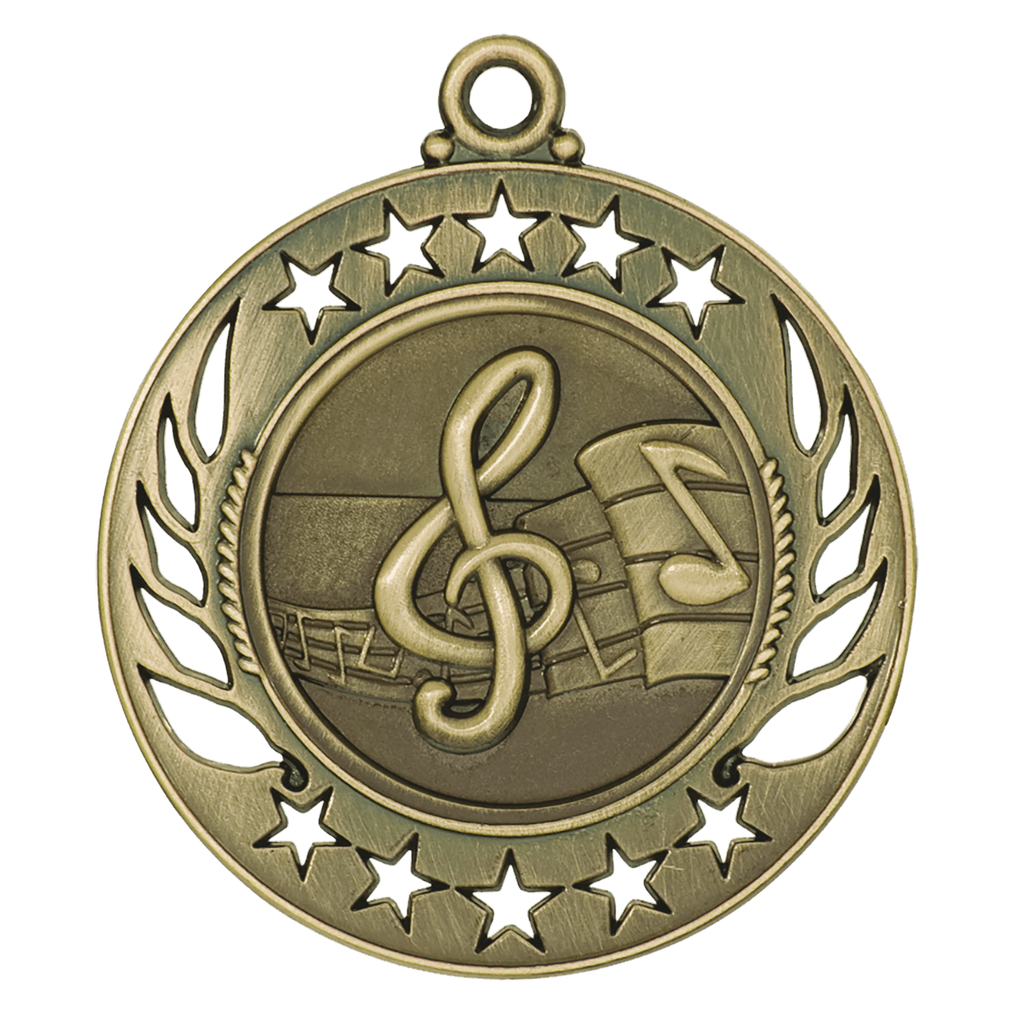 Antique Gold 2 1/4" Music Galaxy Medal