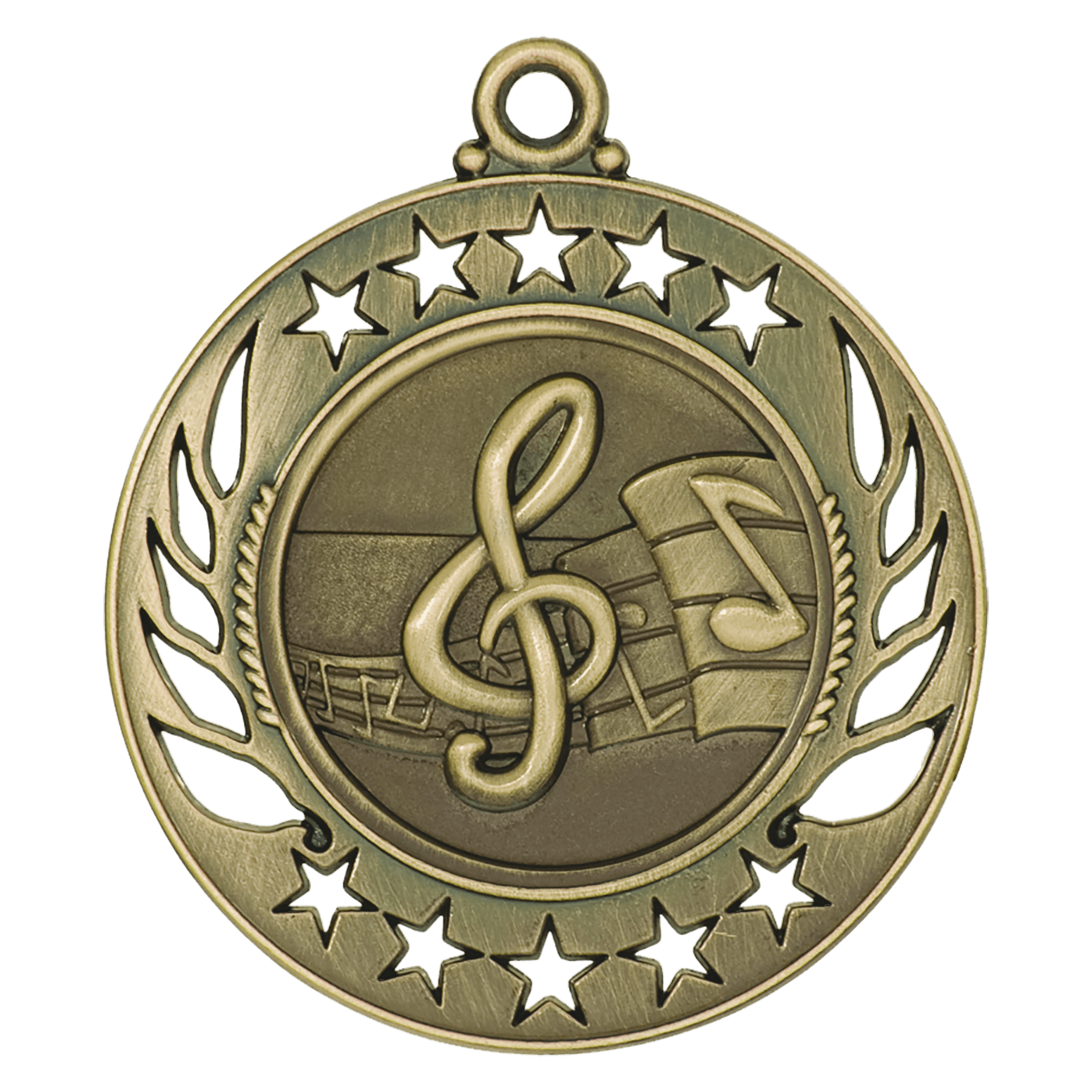 Antique Gold 2 1/4" Music Galaxy Medal