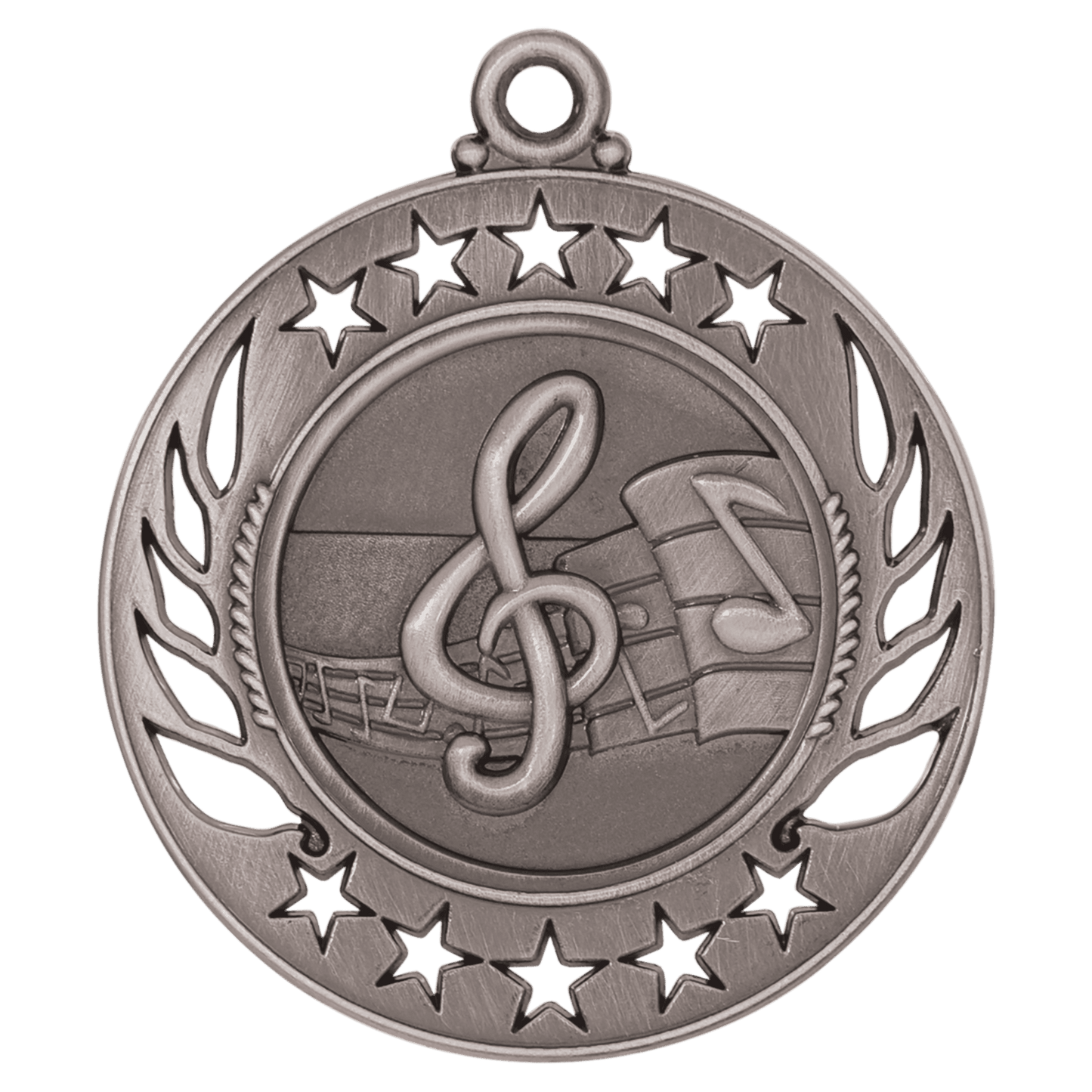 Antique Silver 2 1/4" Music Galaxy Medal