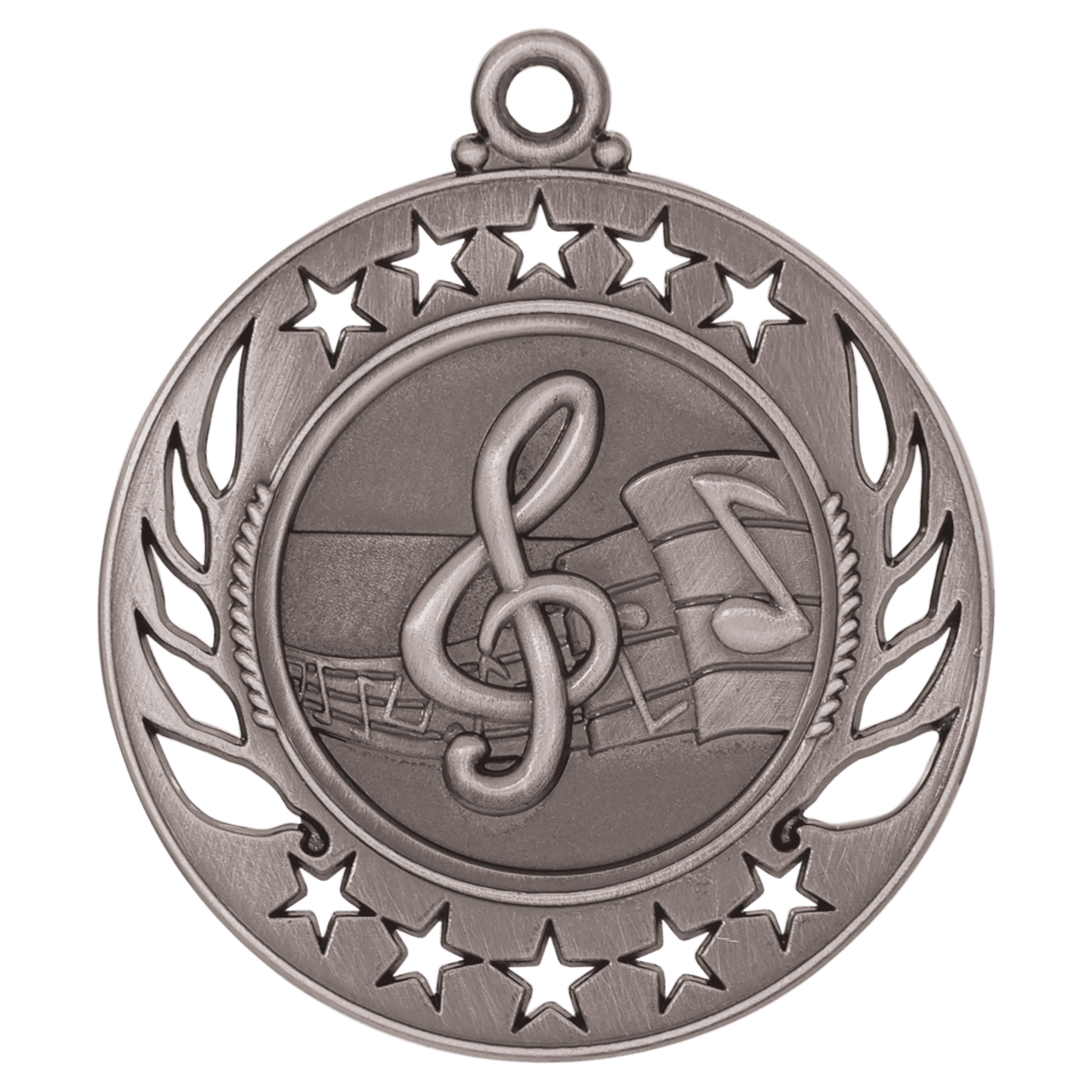 Antique Silver 2 1/4" Music Galaxy Medal