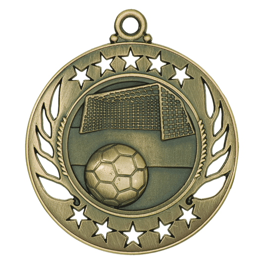 Antique Gold 2 1/4" Soccer Galaxy Medal