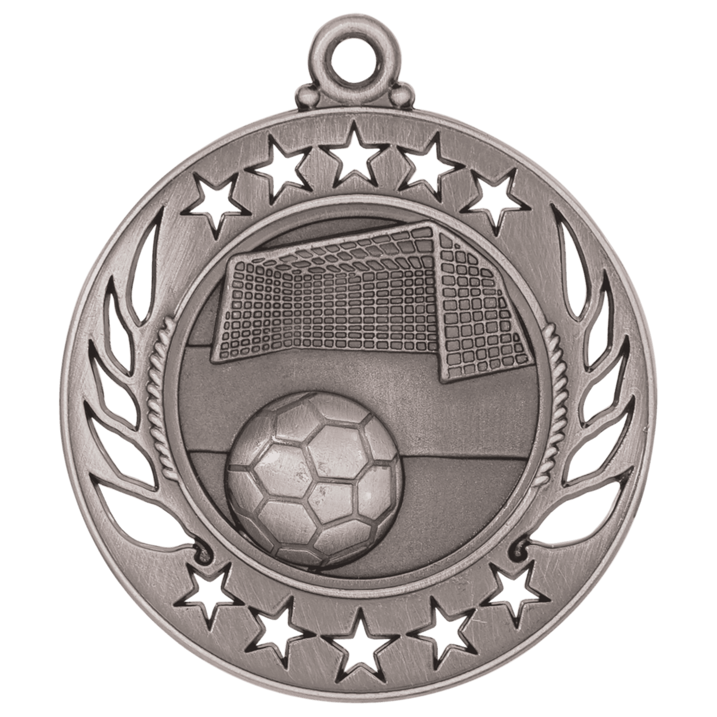 Antique Silver 2 1/4" Soccer Galaxy Medal
