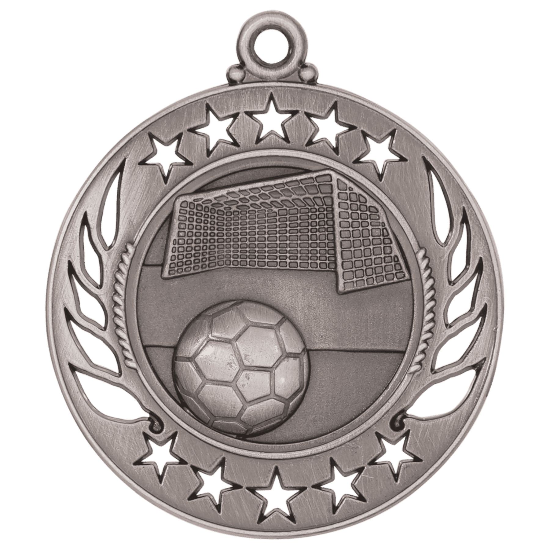 Antique Silver 2 1/4" Soccer Galaxy Medal