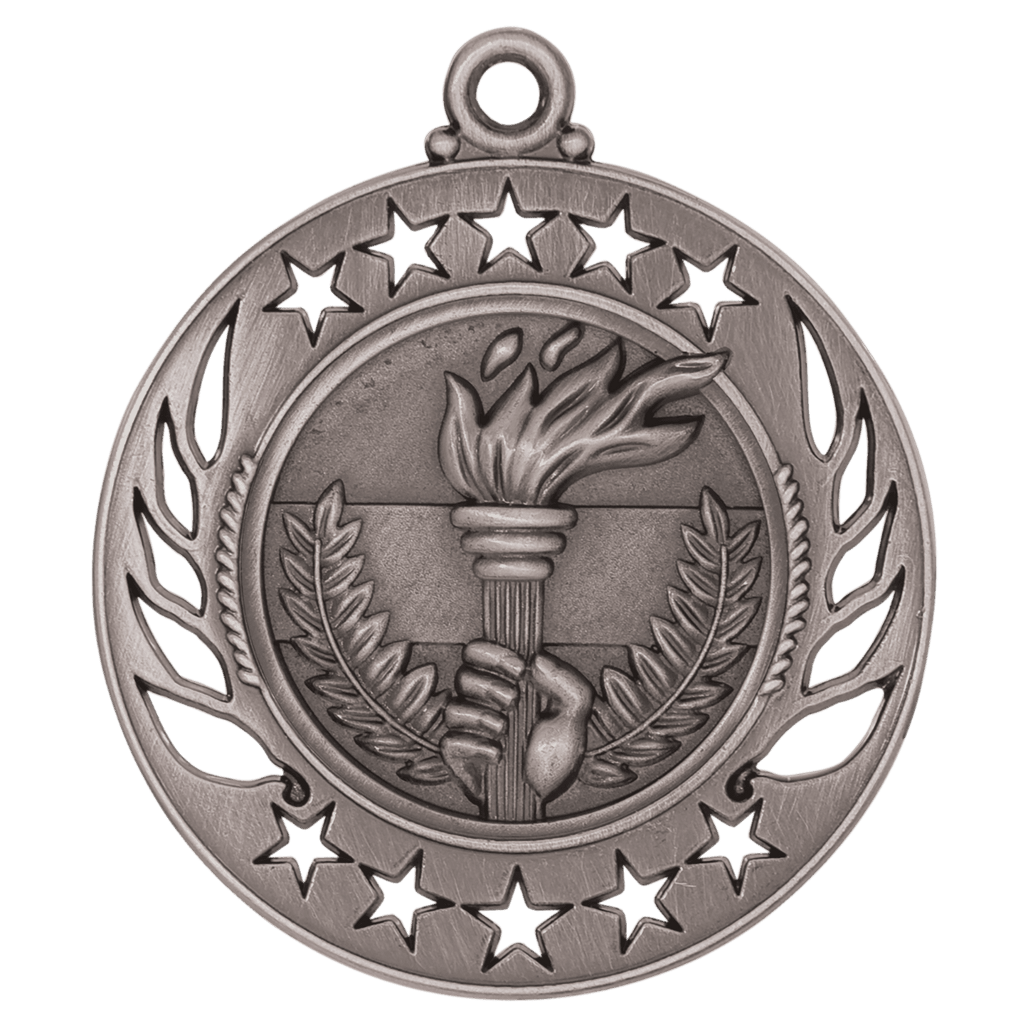 Antique Silver 2 1/4" Torch Galaxy Medal