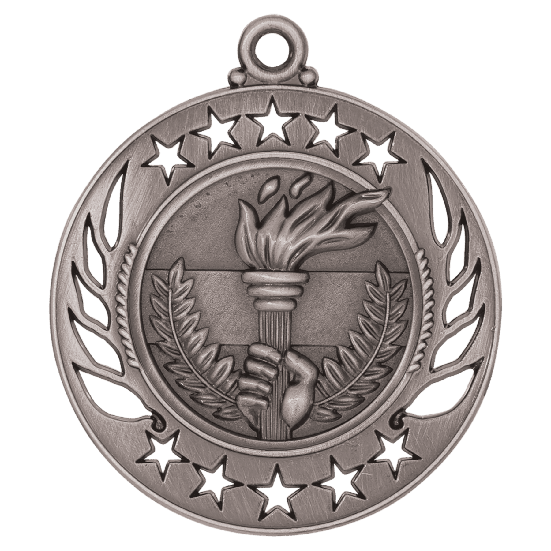 Antique Silver 2 1/4" Torch Galaxy Medal
