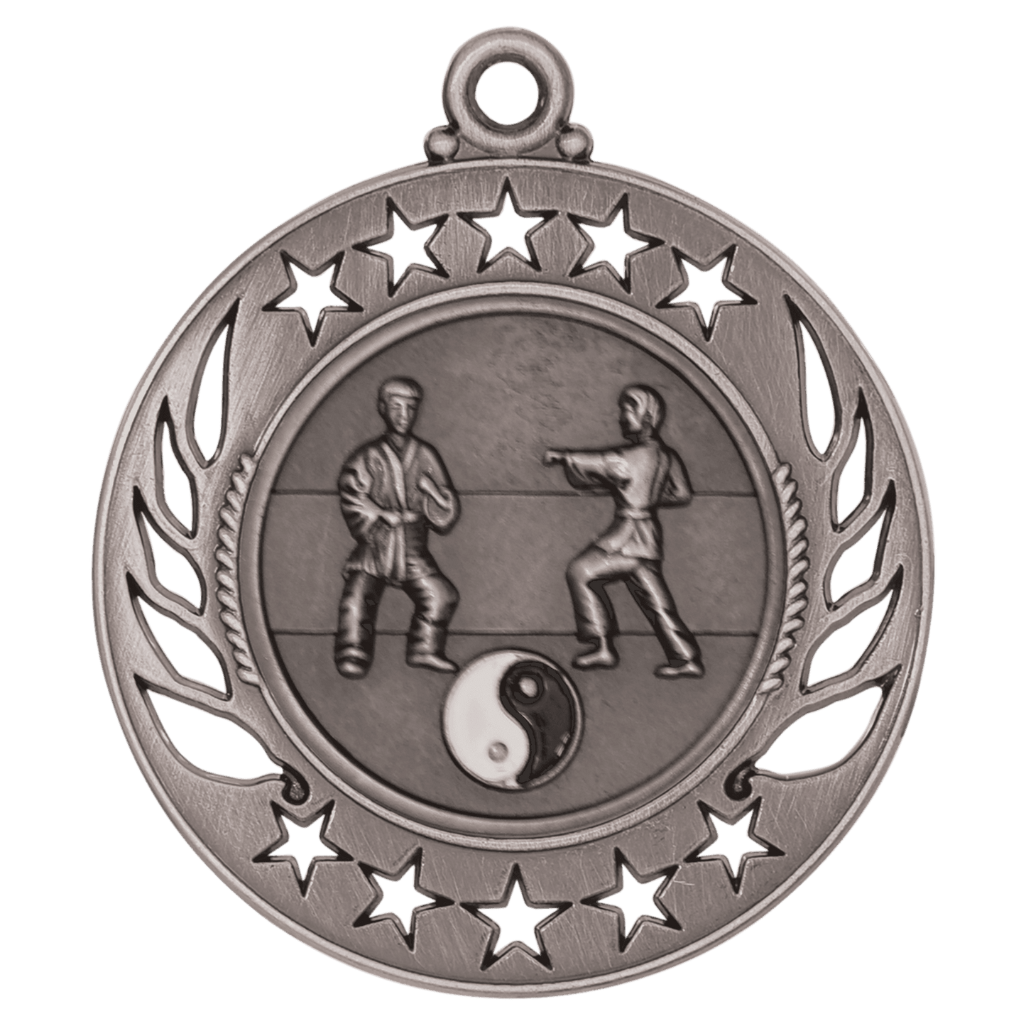 Antique Silver 2 1/4" Martial Arts Galaxy Medal