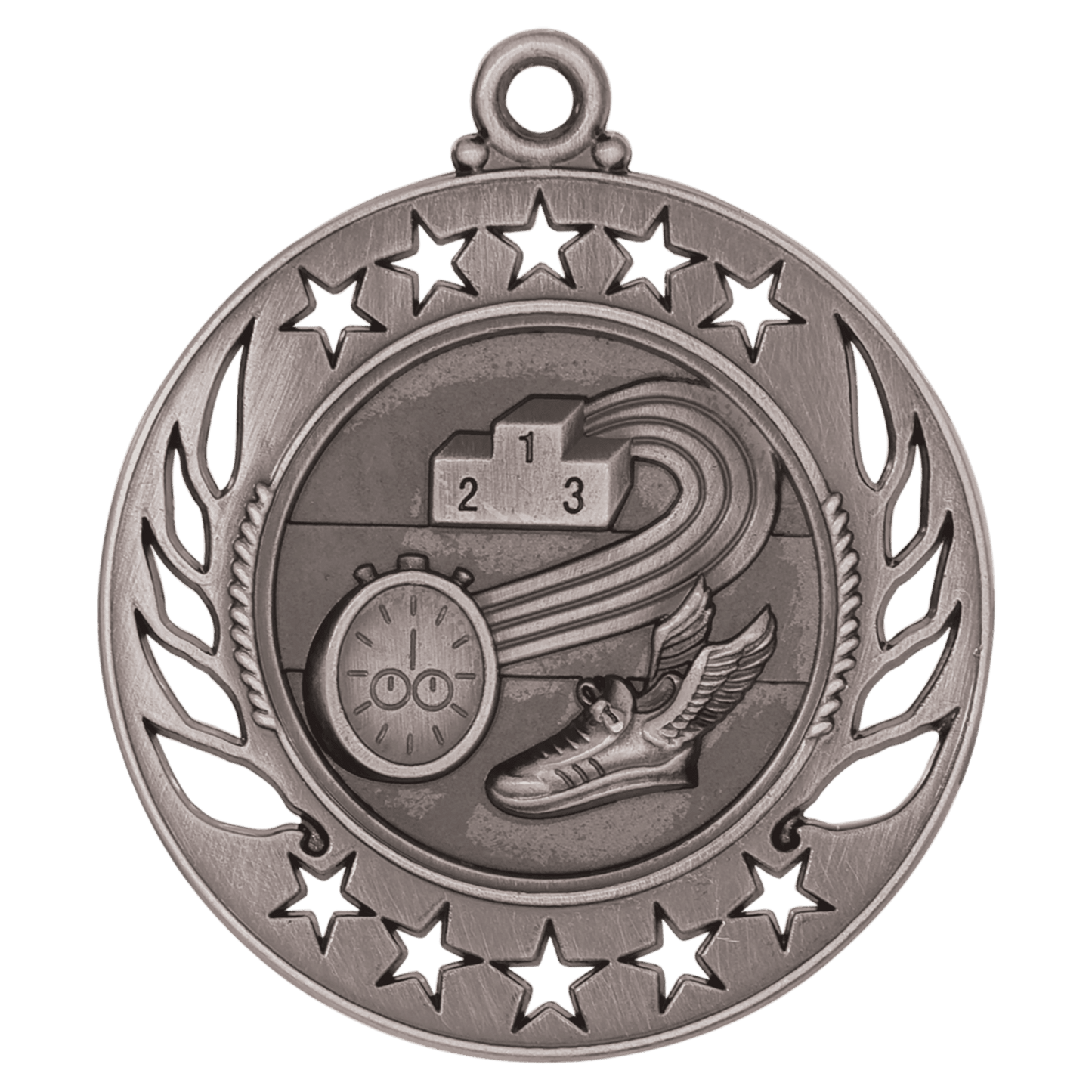 Antique Silver 2 1/4" Track Galaxy Medal