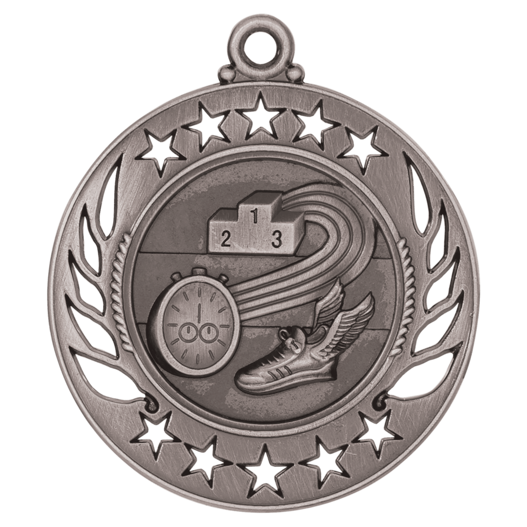 Antique Silver 2 1/4" Track Galaxy Medal