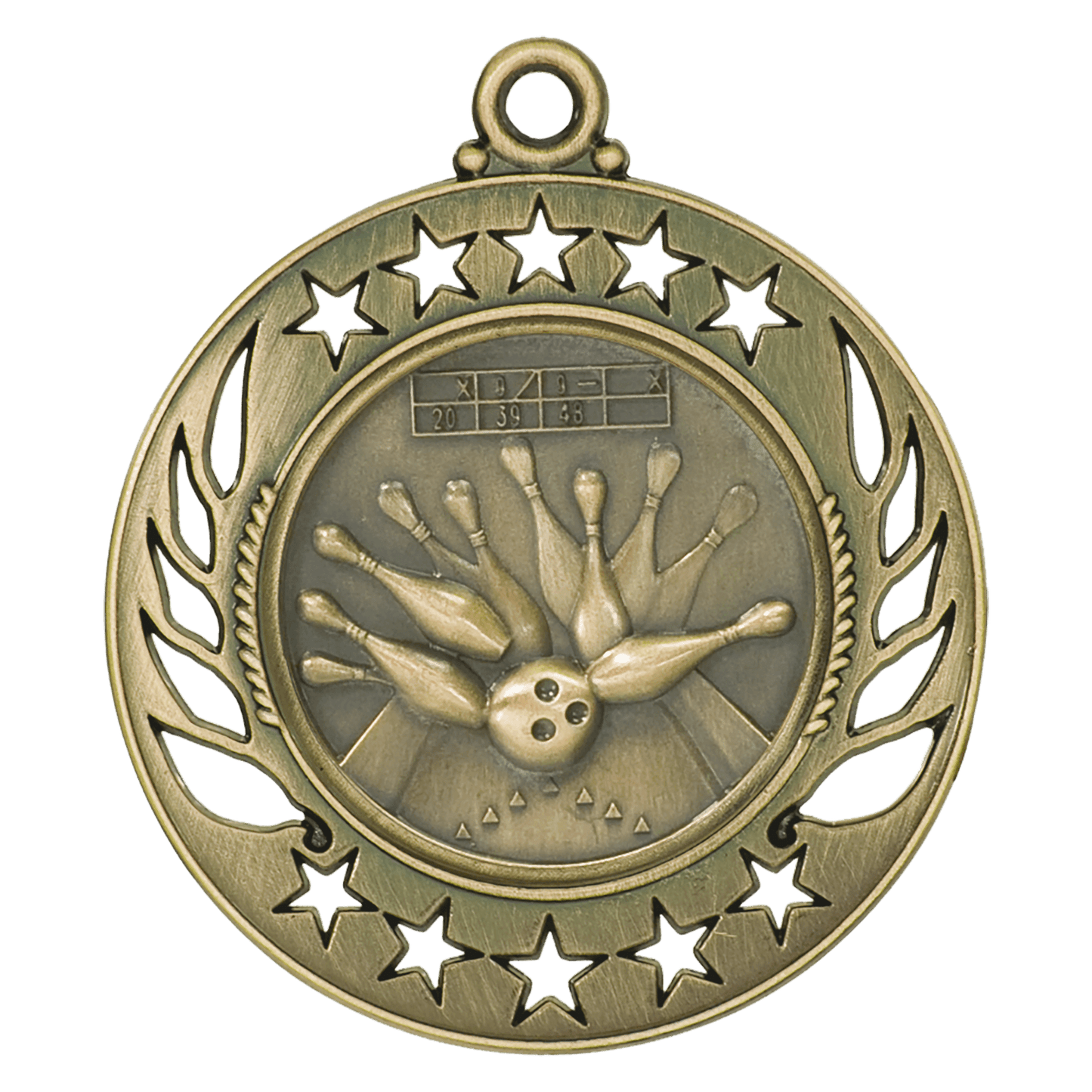 Antique Gold 2 1/4" Bowling Galaxy Medal
