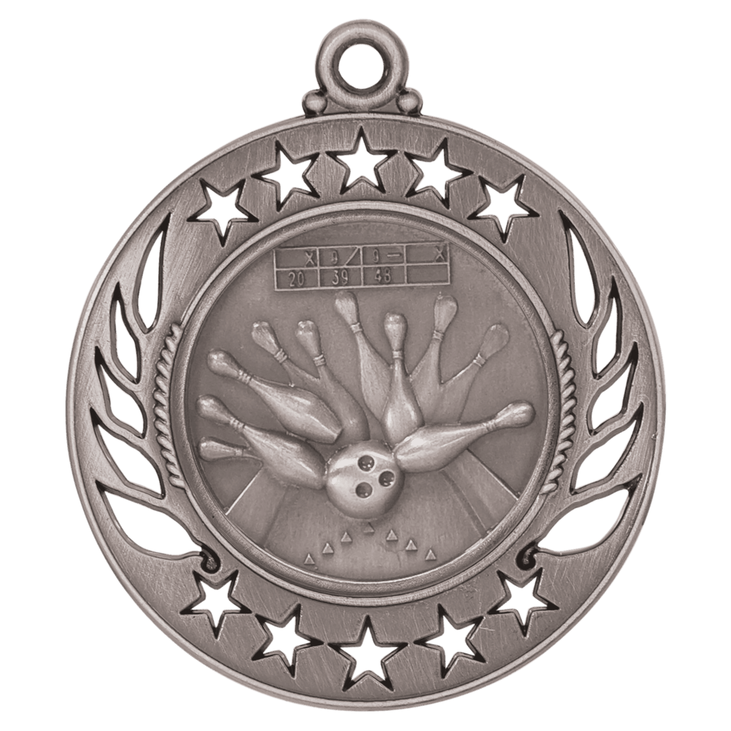 Antique Silver 2 1/4" Bowling Galaxy Medal