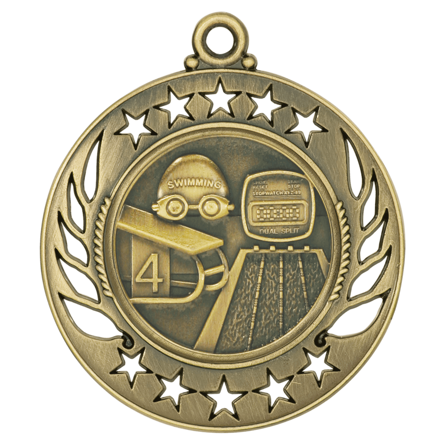 Antique Gold 2 1/4" Swimming Galaxy Medal
