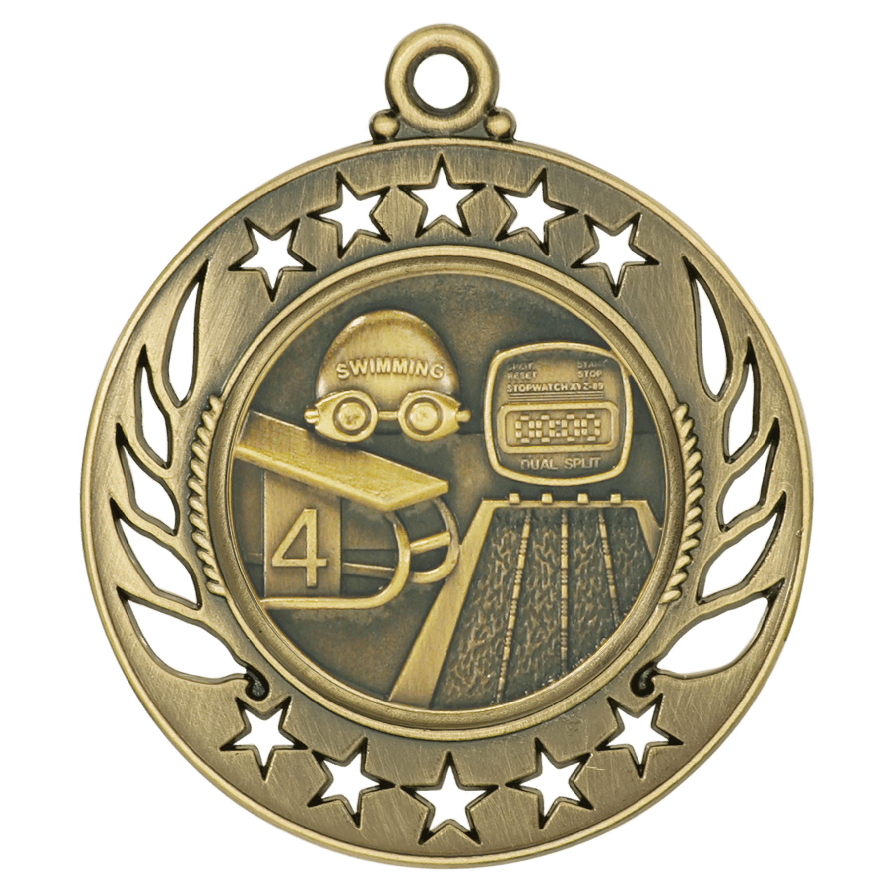Antique Gold 2 1/4" Swimming Galaxy Medal