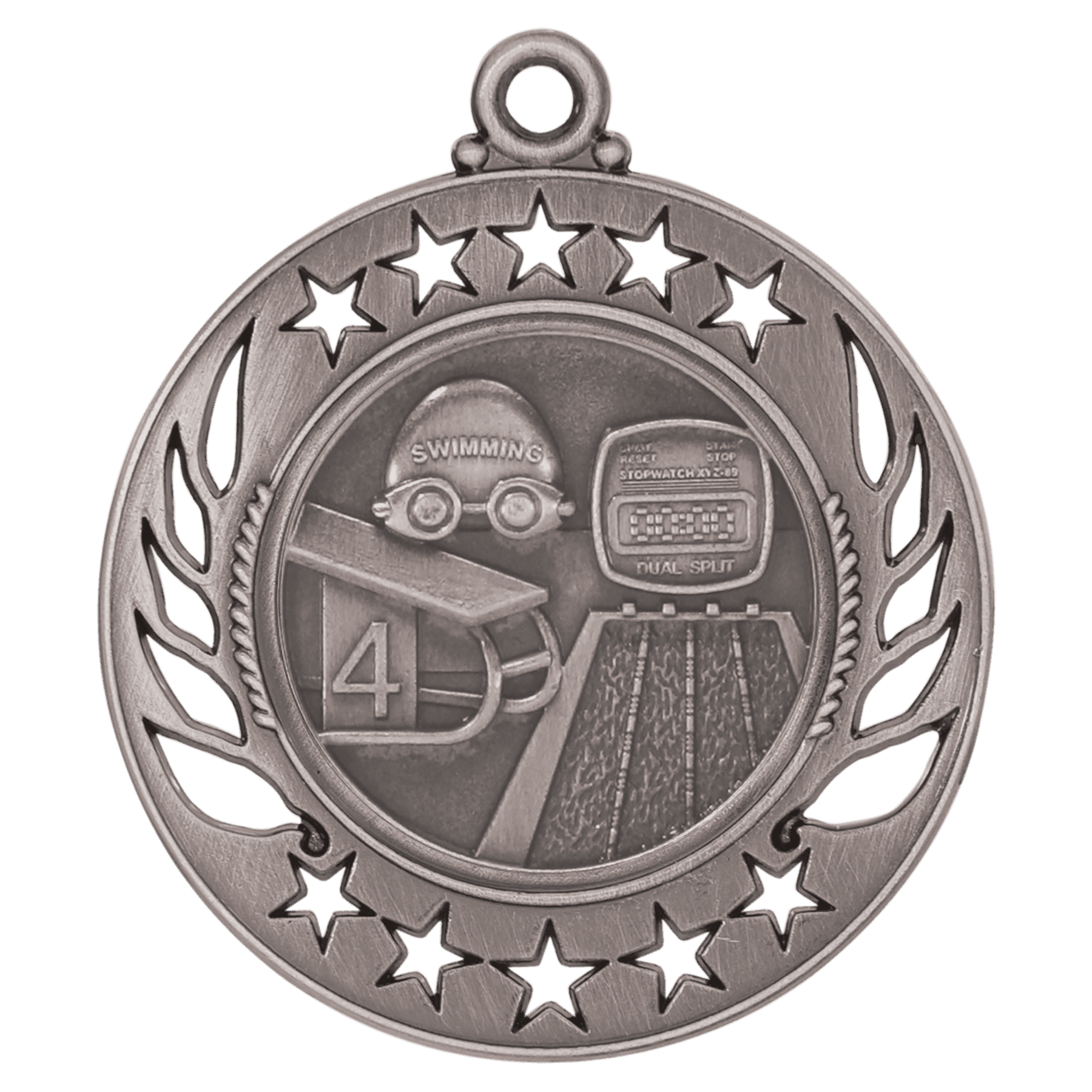 Antique Silver 2 1/4" Swimming Galaxy Medal