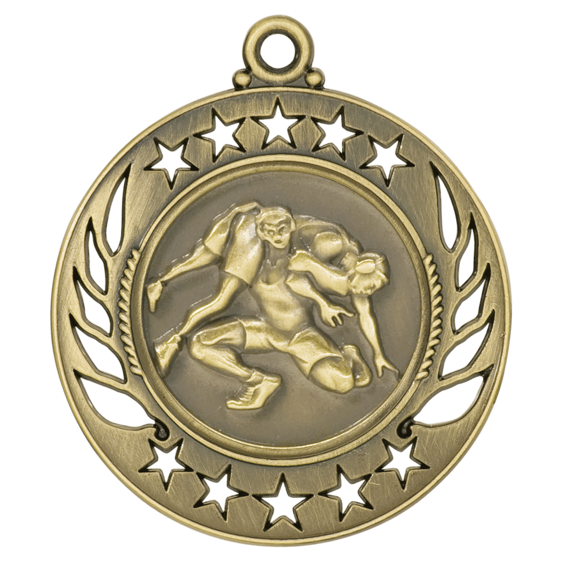 Antique Gold 2 1/4" Wrestling Galaxy Medal