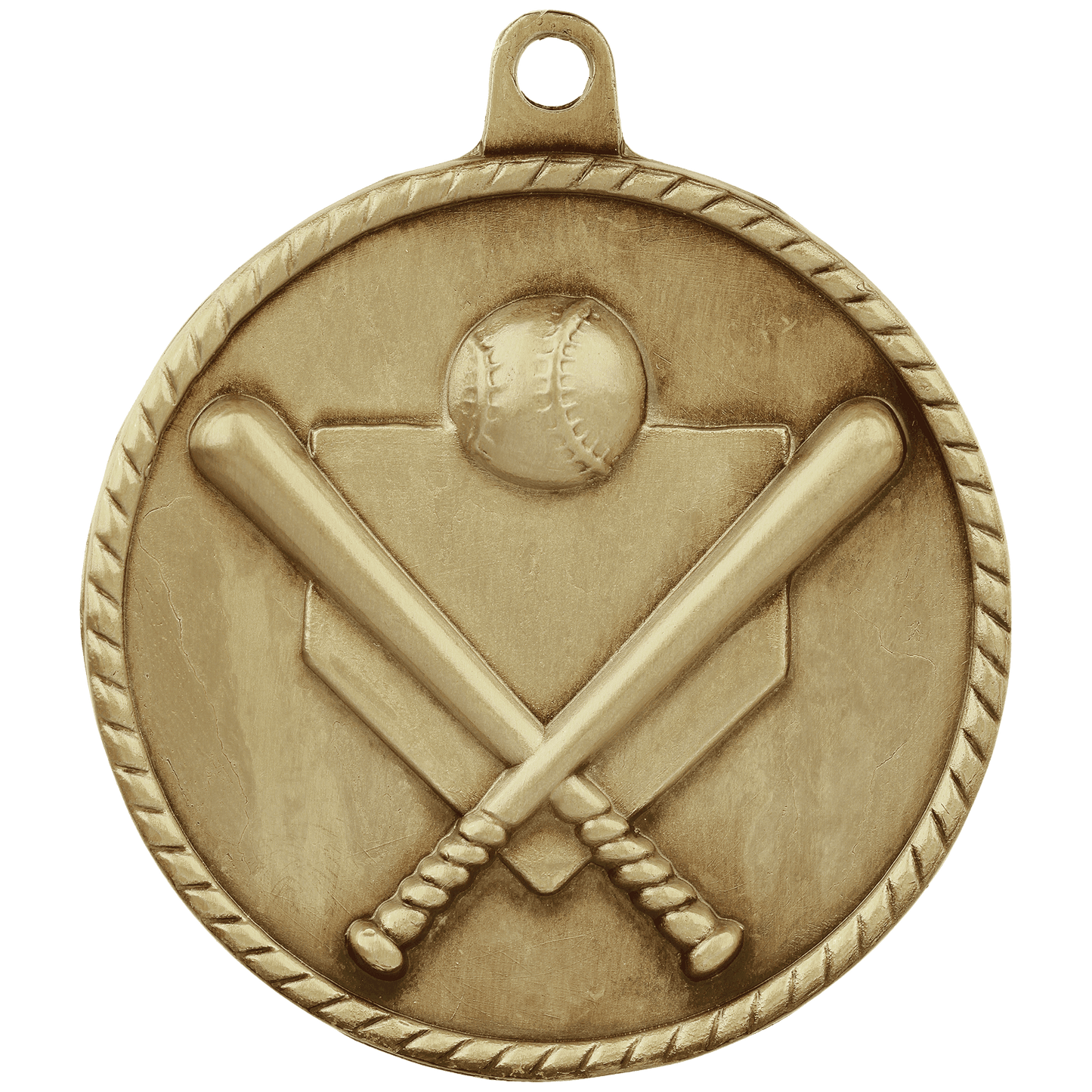 Antique Gold 2" Baseball/Softball High Relief Medal