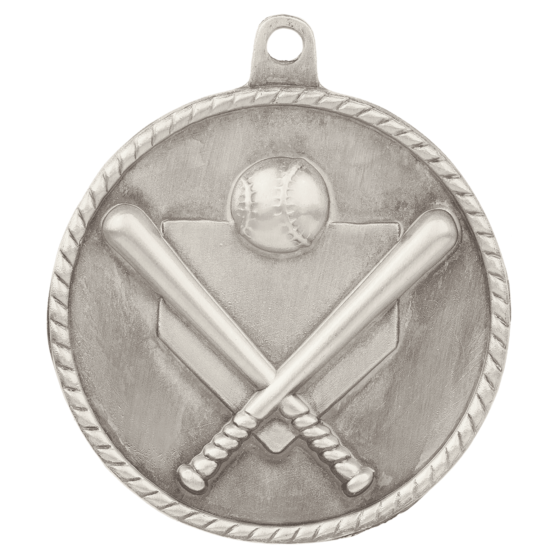 Antique Silver 2" Baseball/Softball High Relief Medal