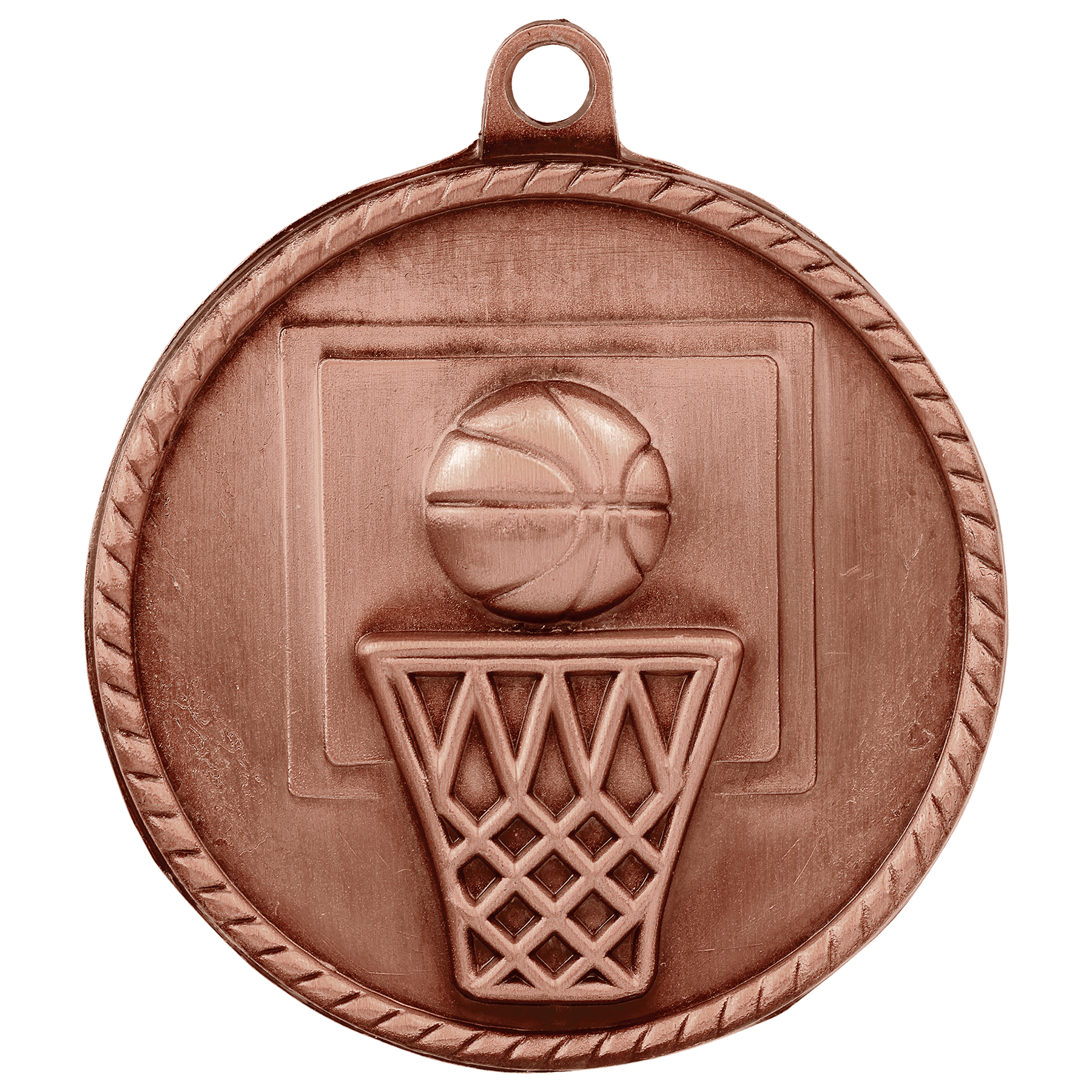 Antique Bronze 2" Basketball High Relief Medal