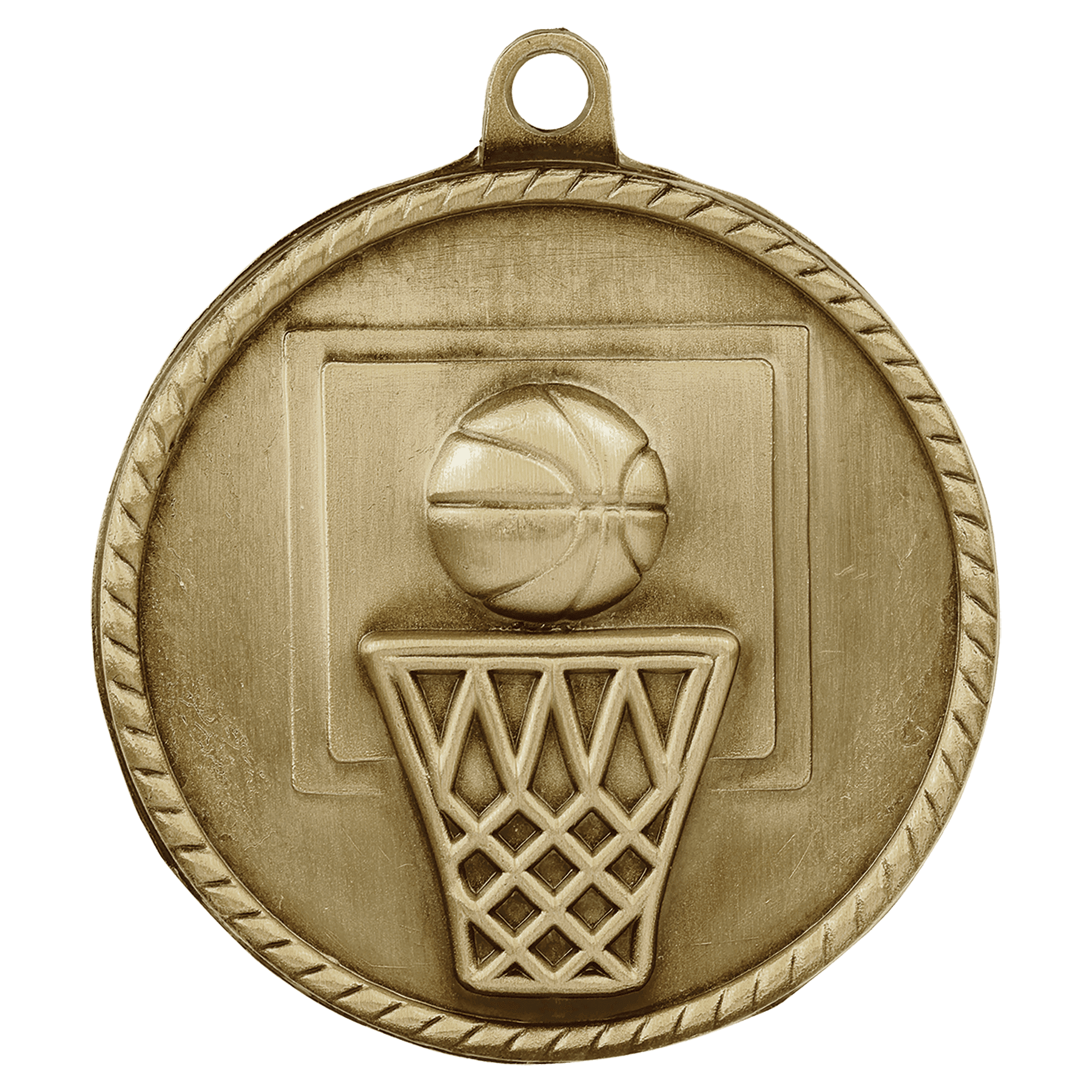 Antique Gold 2" Basketball High Relief Medal
