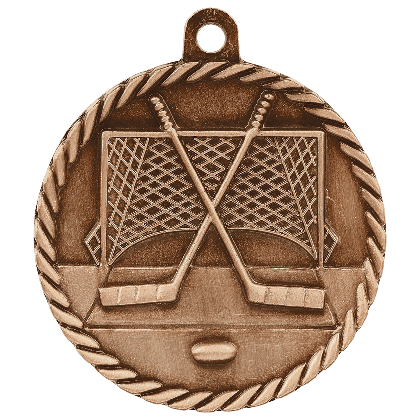 Antique Bronze 2" Hockey High Relief Medal