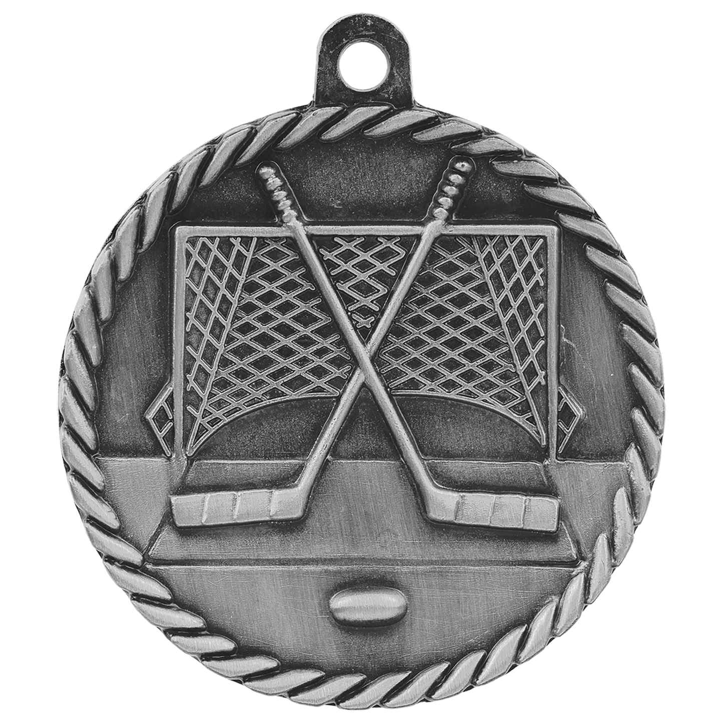 Antique Silver 2" Hockey High Relief Medal