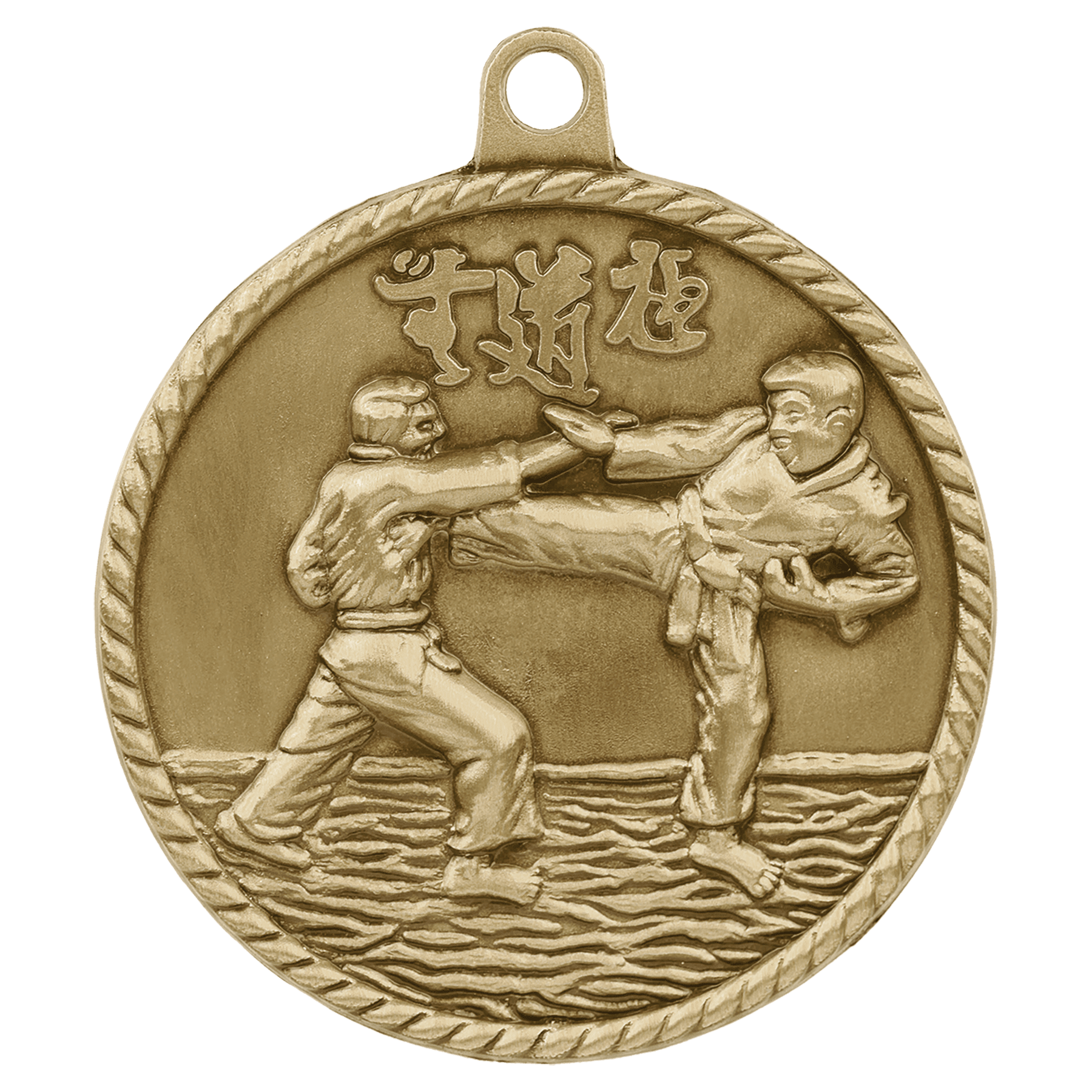 Antique Gold 2" Martial Arts High Relief Medal