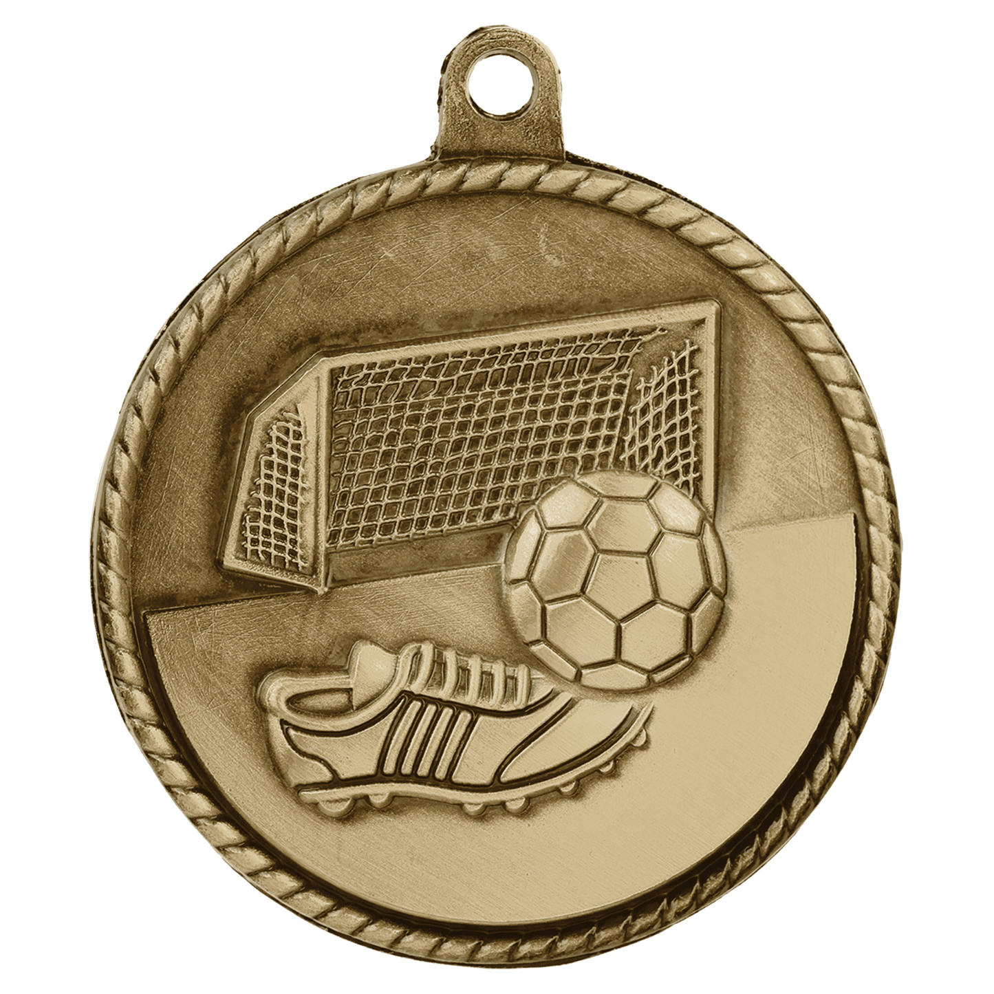 Antique Gold 2" Soccer High Relief Medal