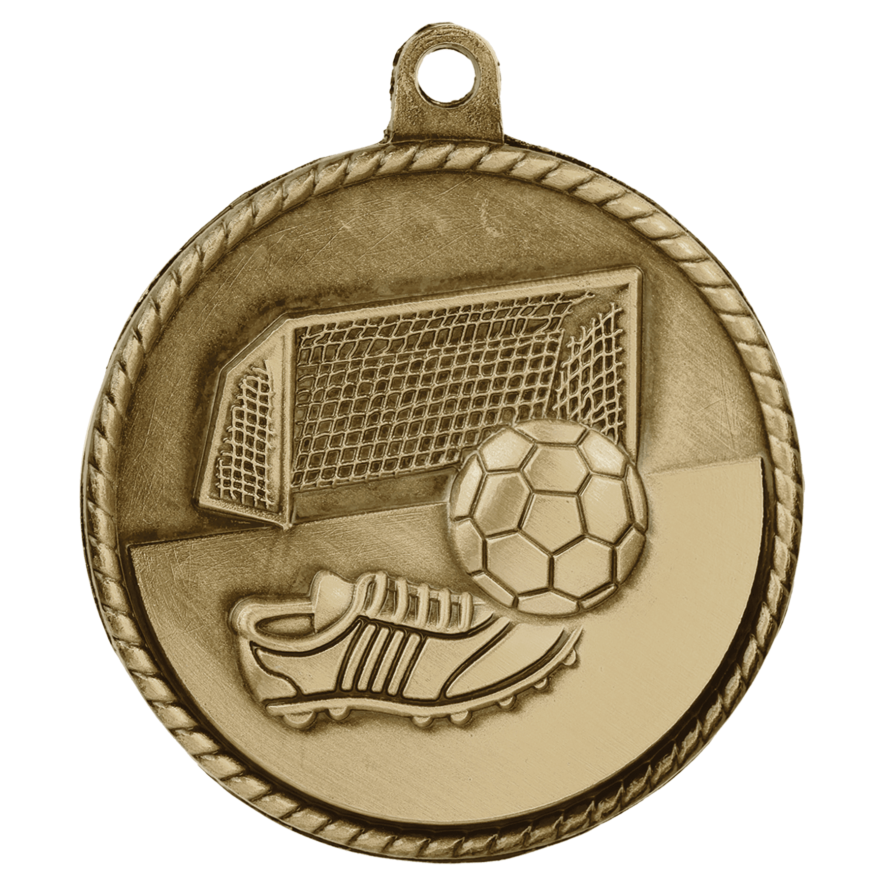 Antique Gold 2" Soccer High Relief Medal