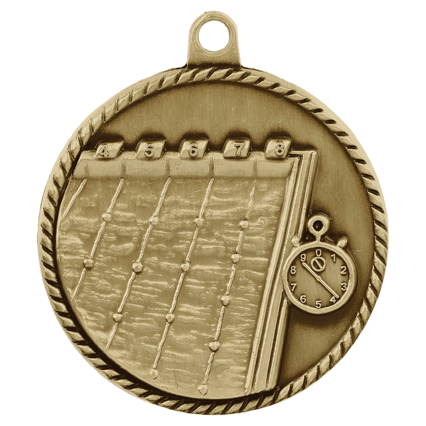 Antique Gold 2" Swimming High Relief Medal