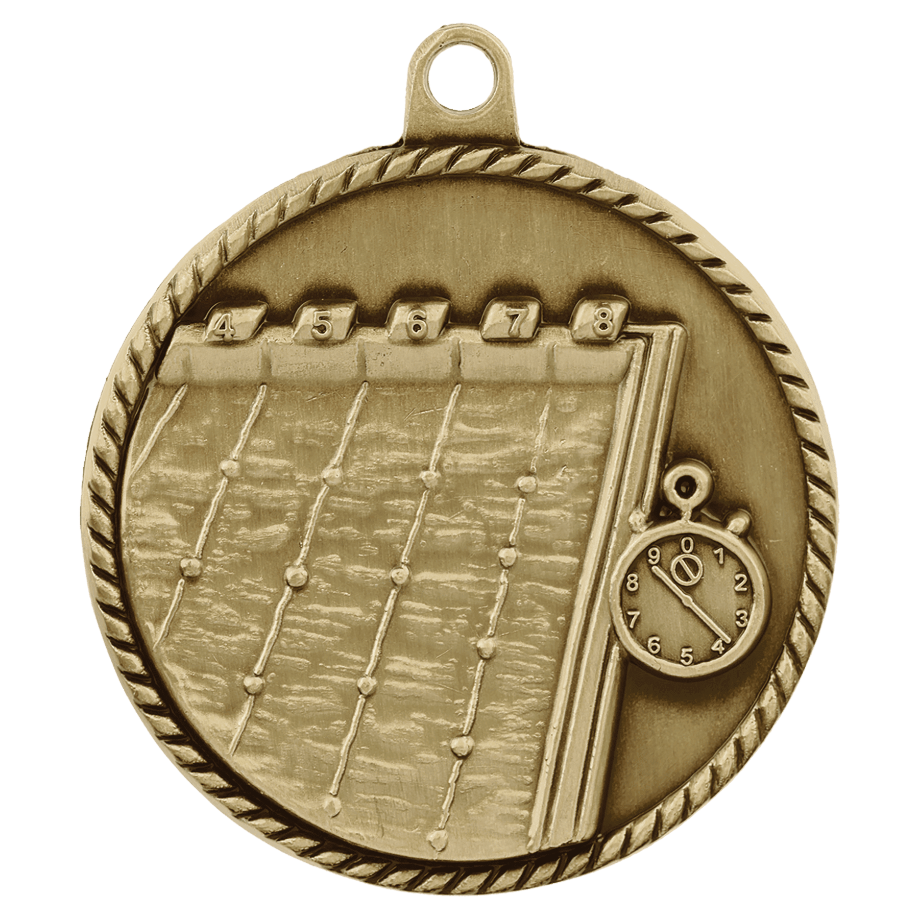 Antique Gold 2" Swimming High Relief Medal