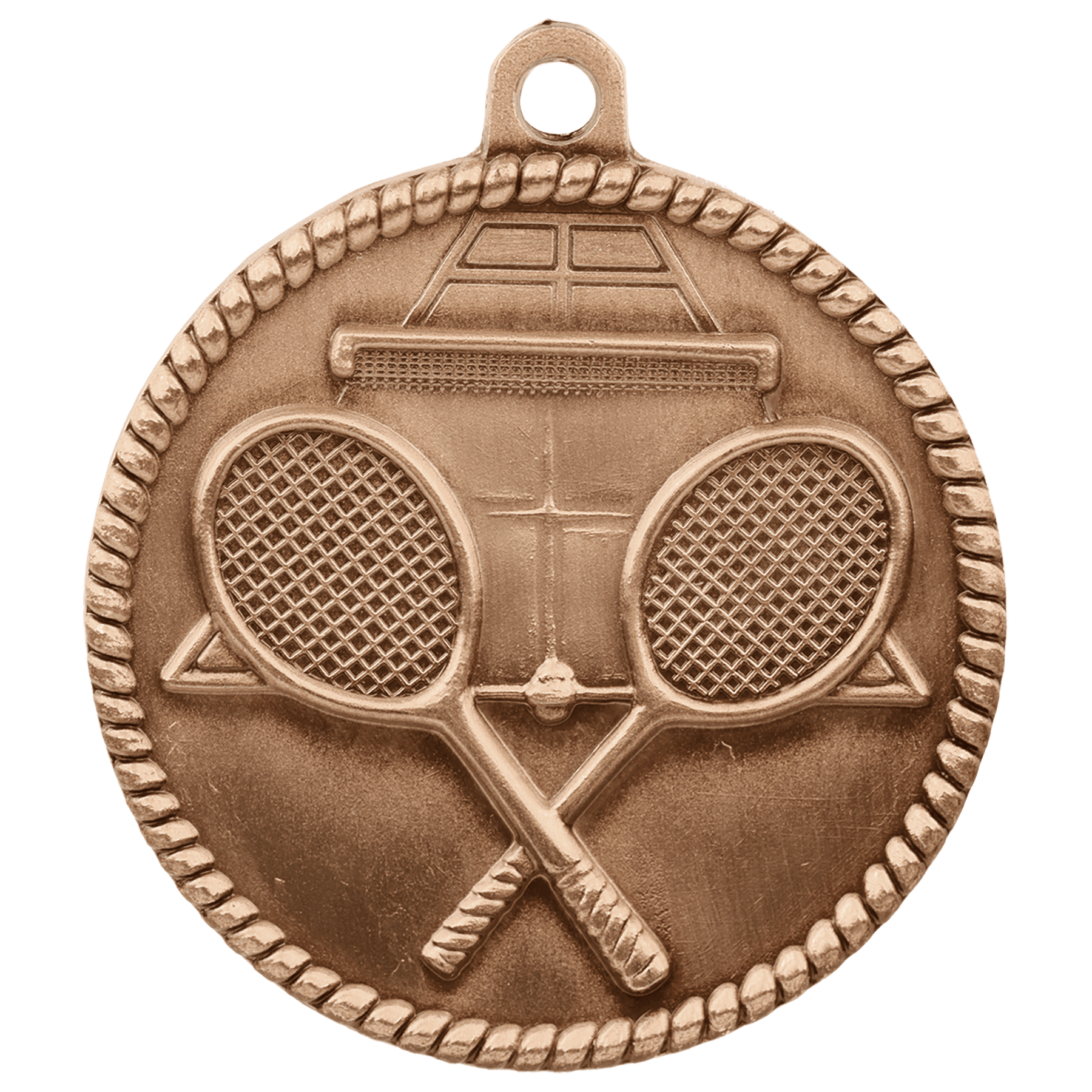 Antique Bronze 2" Tennis High Relief Medal