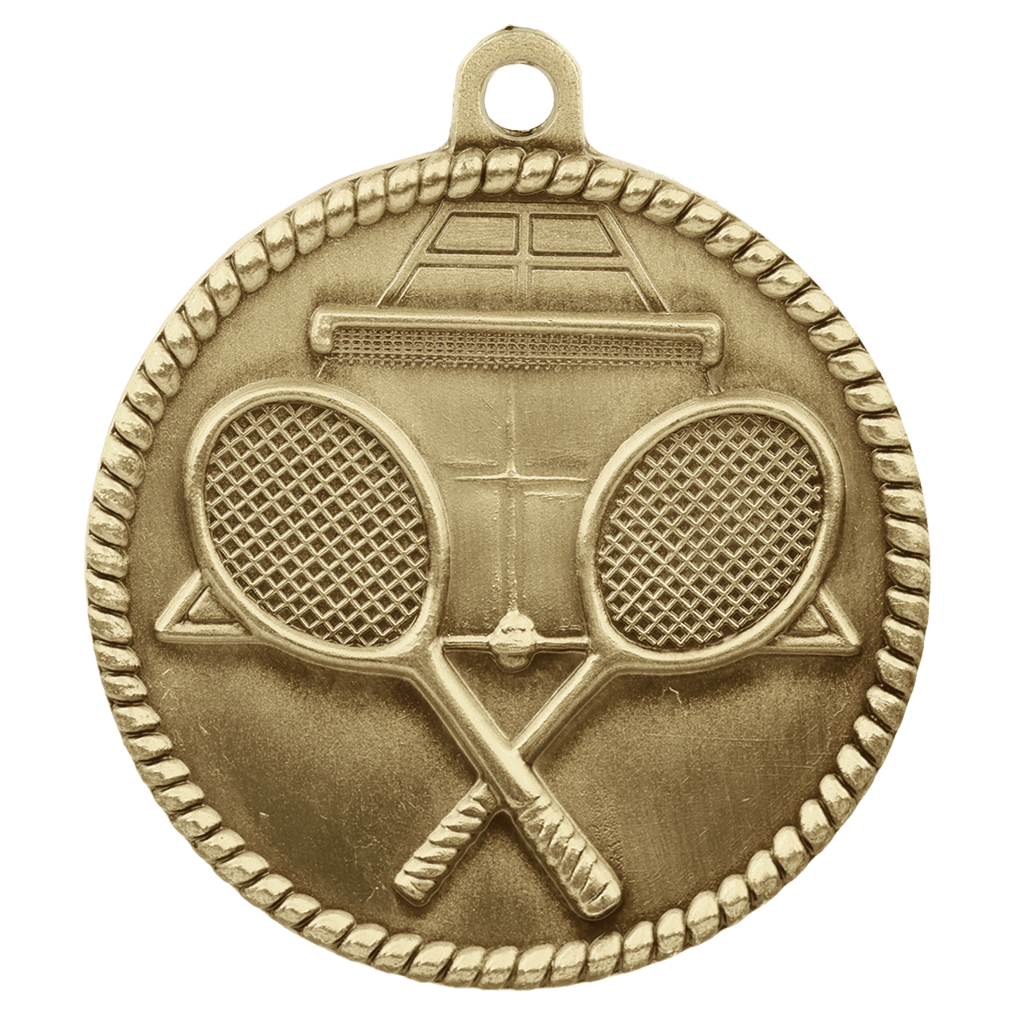 Antique Gold 2" Tennis High Relief Medal