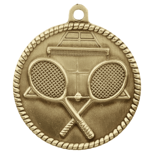 Antique Gold 2" Tennis High Relief Medal