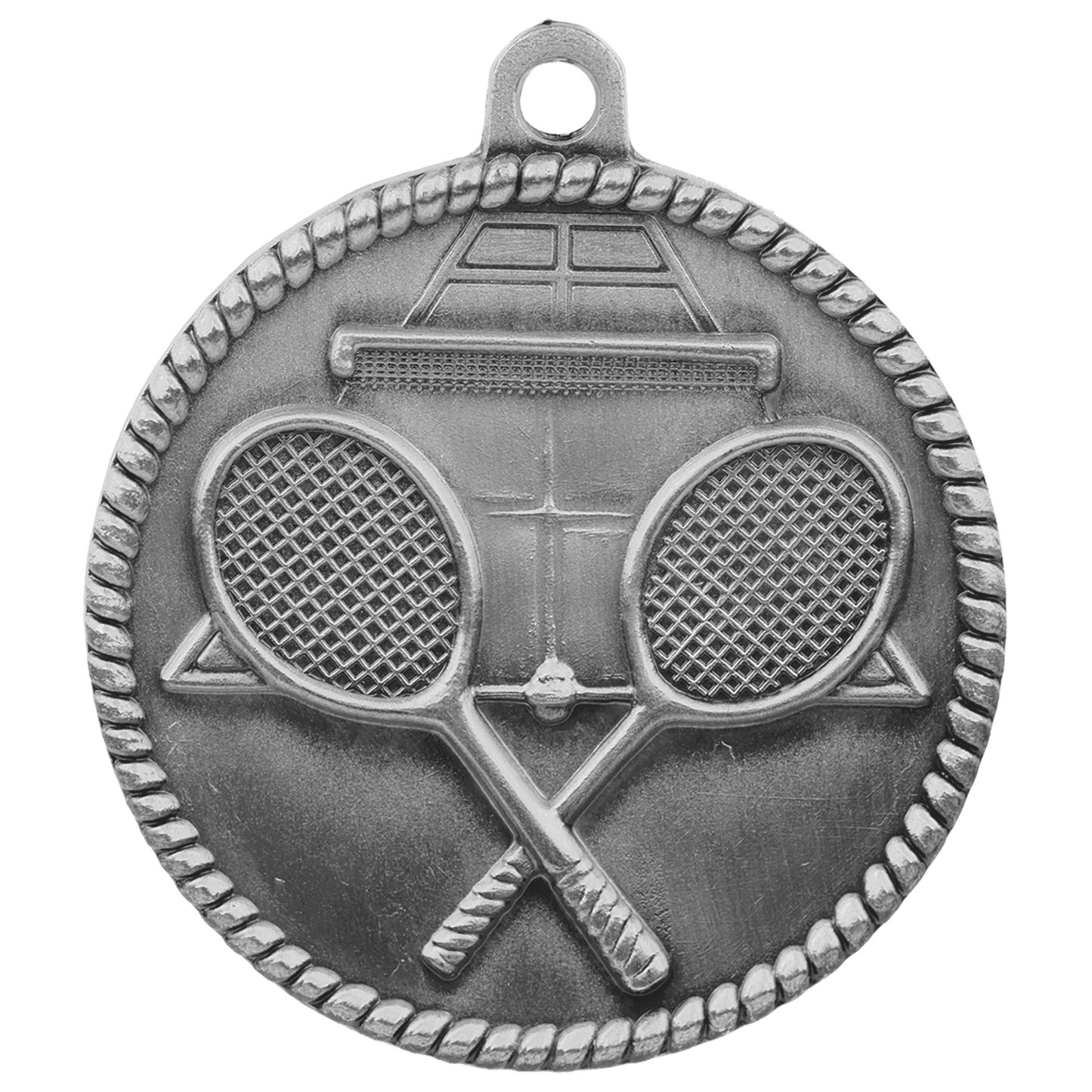 Antique Silver 2" Tennis High Relief Medal