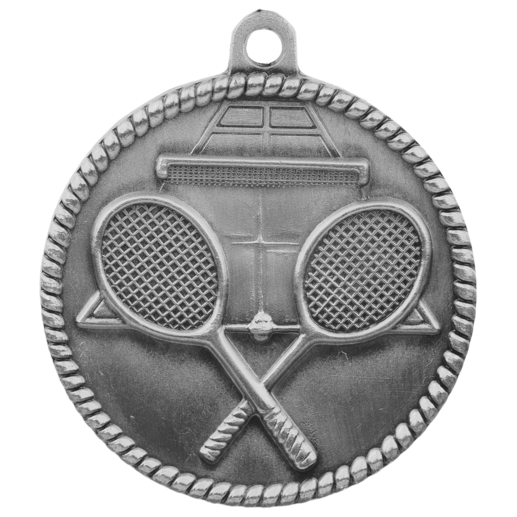 Antique Silver 2" Tennis High Relief Medal