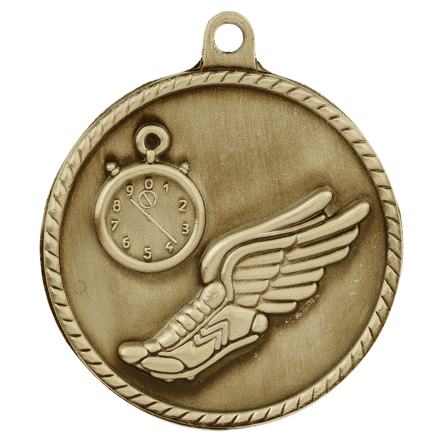 Antique Gold 2" Track High Relief Medal