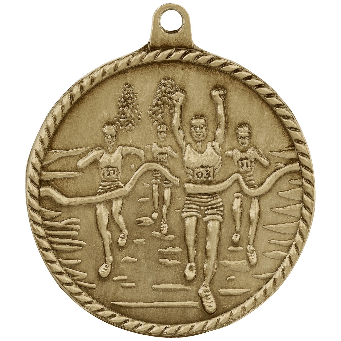 Antique Gold 2" Cross Country High Relief Medal