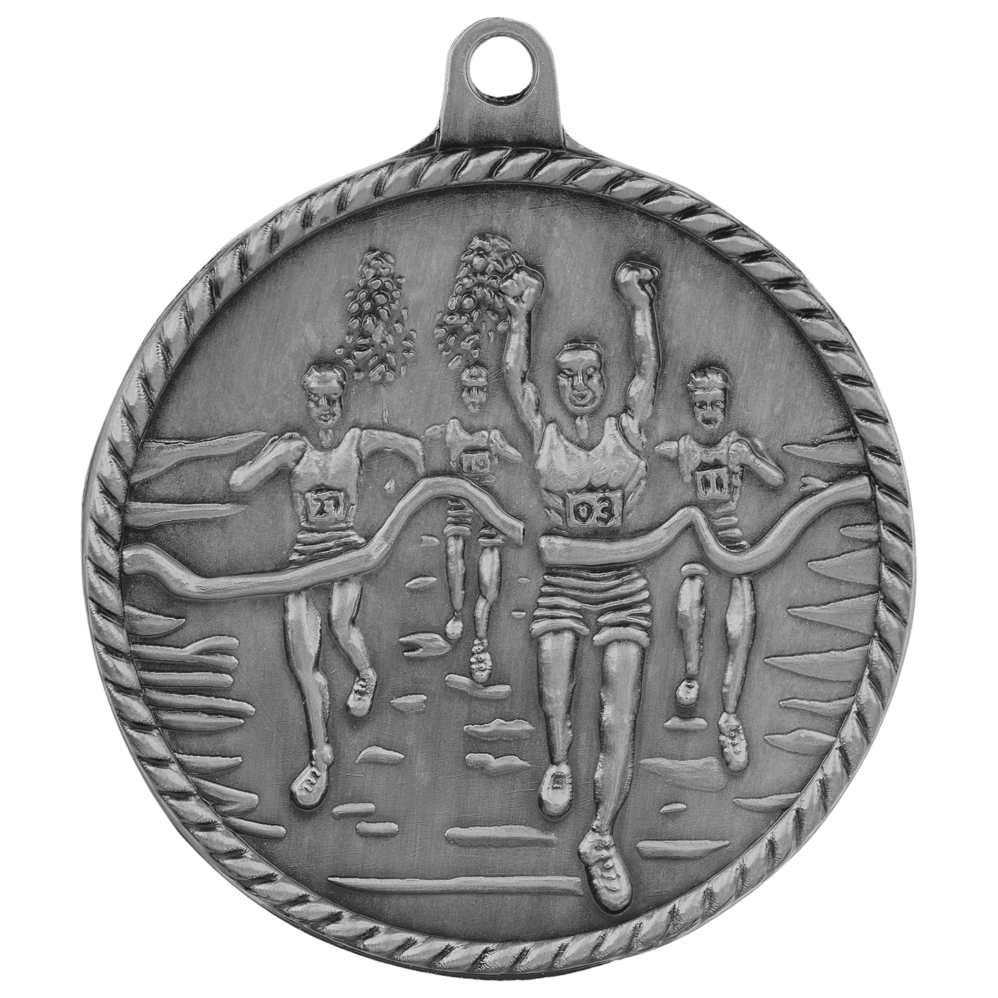 Antique Silver 2" Cross Country High Relief Medal