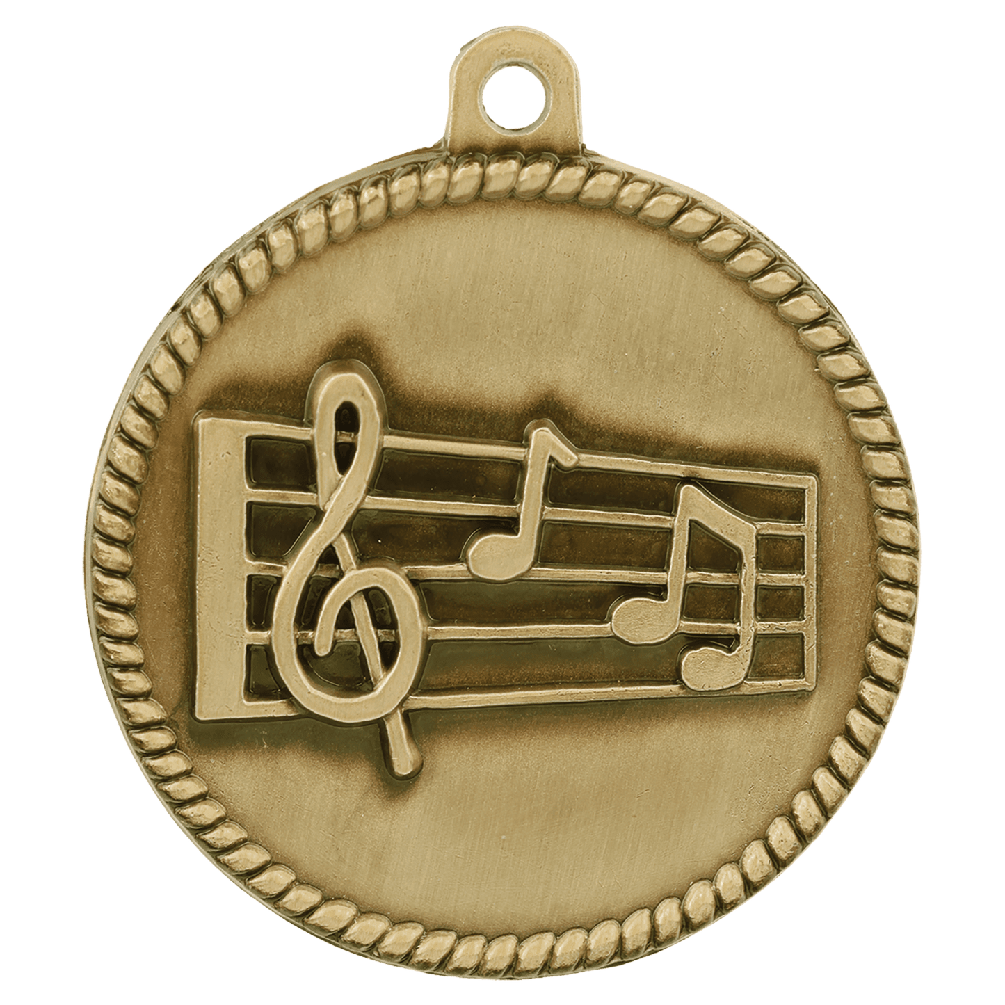 Antique Gold 2" Music High Relief Medal