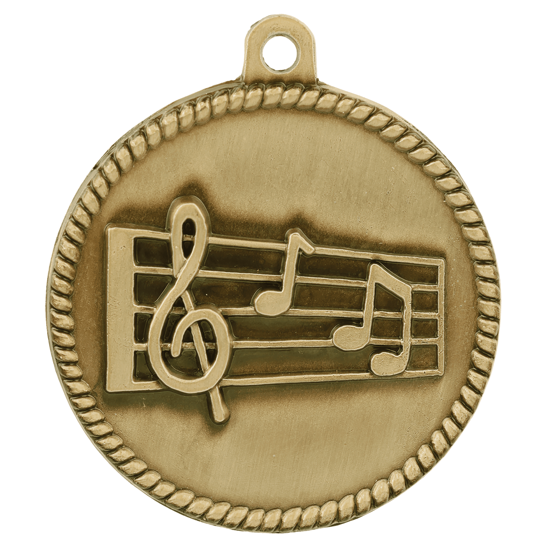 Antique Gold 2" Music High Relief Medal