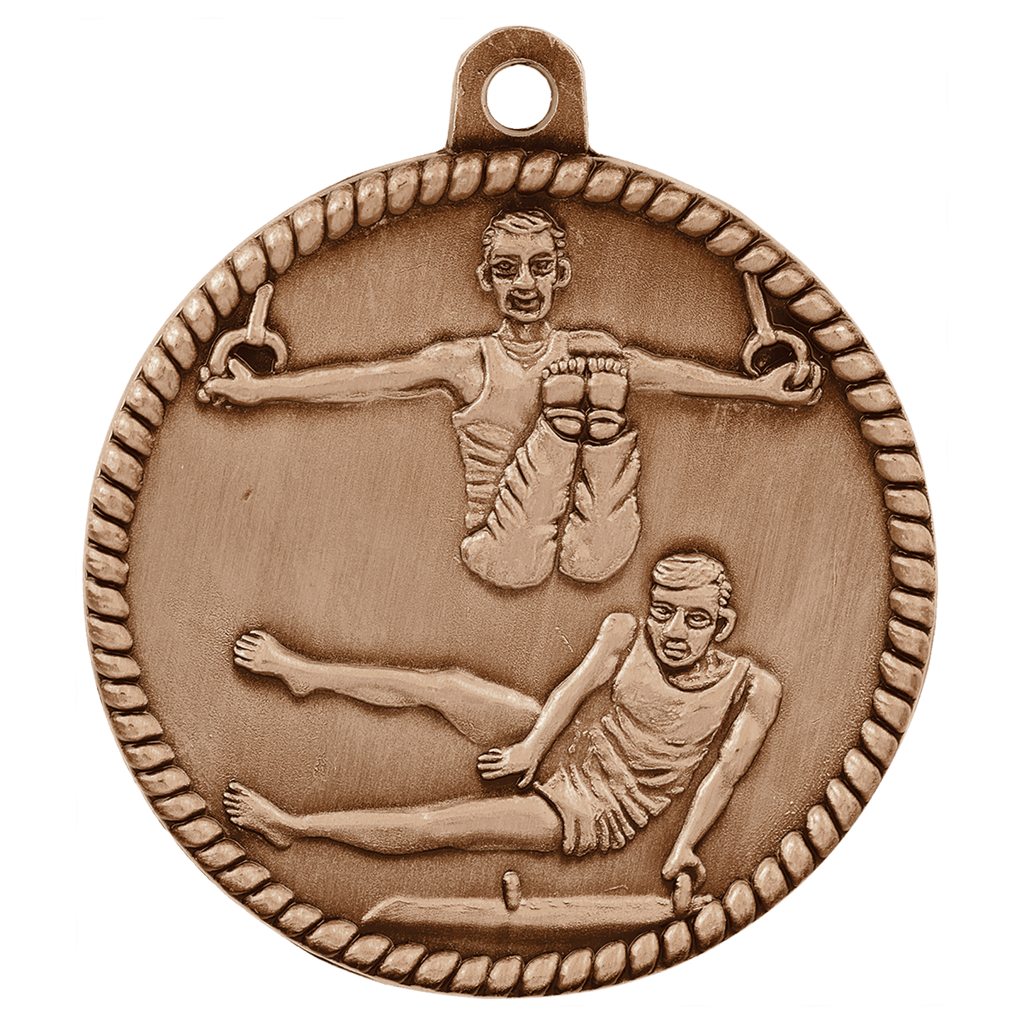 Antique Bronze 2" Male Gymnastics High Relief Medal