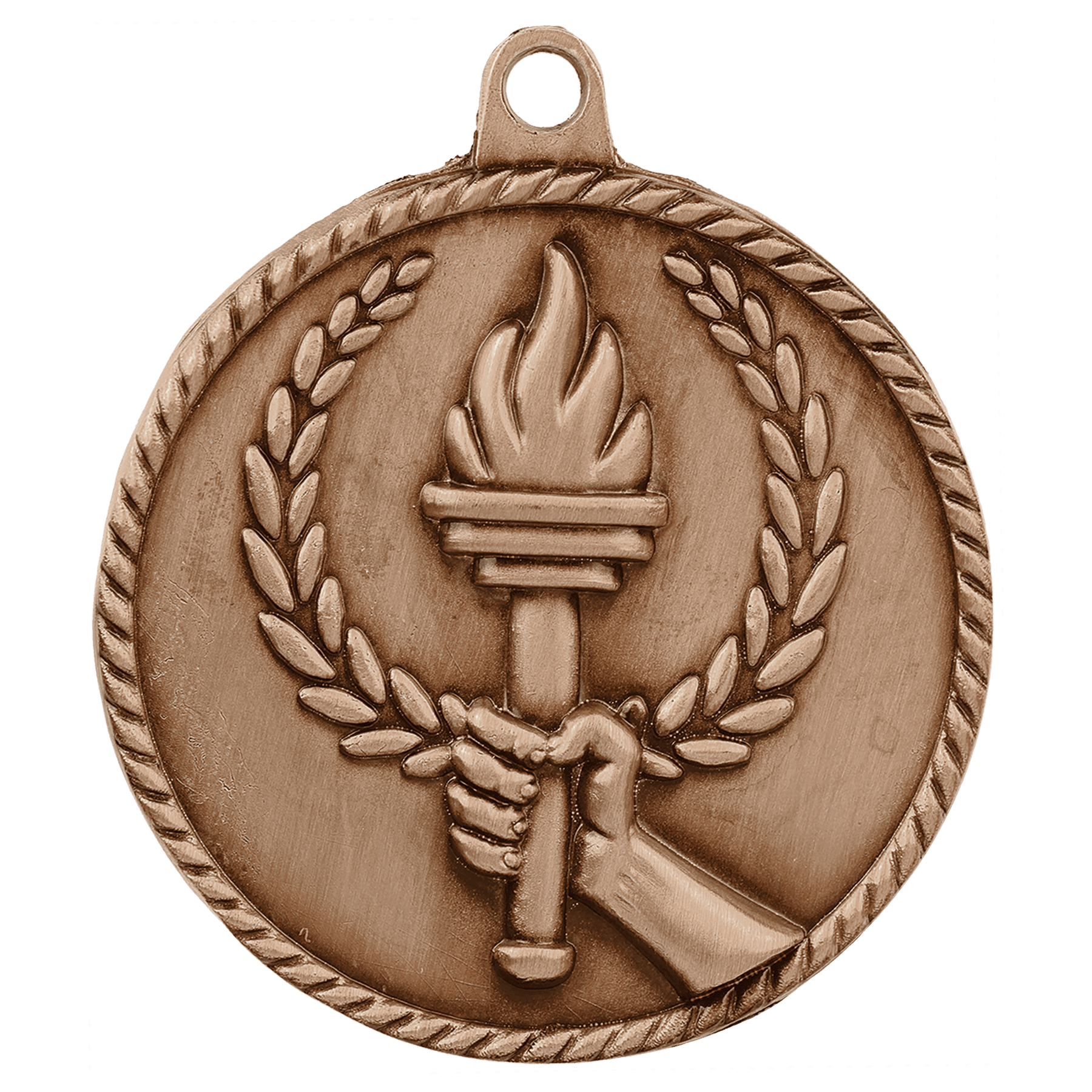 Antique Bronze 2" Torch High Relief Medal