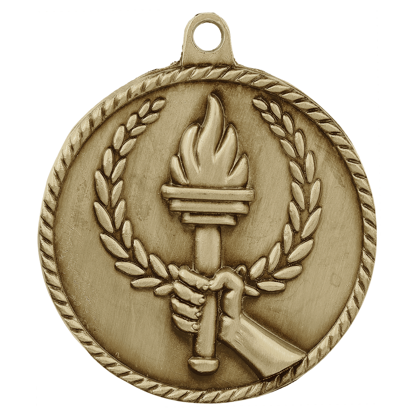 Antique Gold 2" Torch High Relief Medal