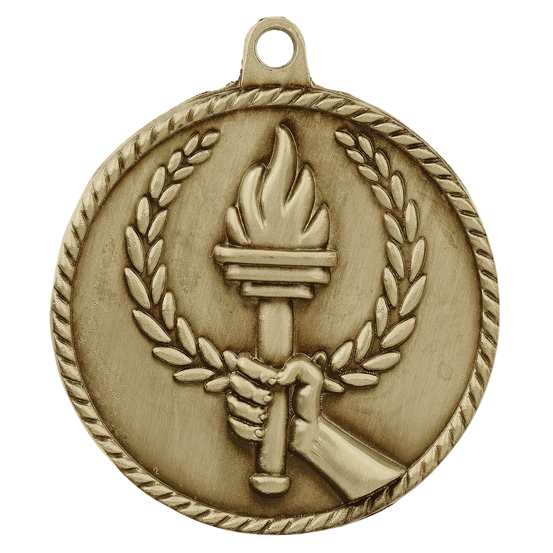 Antique Gold 2" Torch High Relief Medal