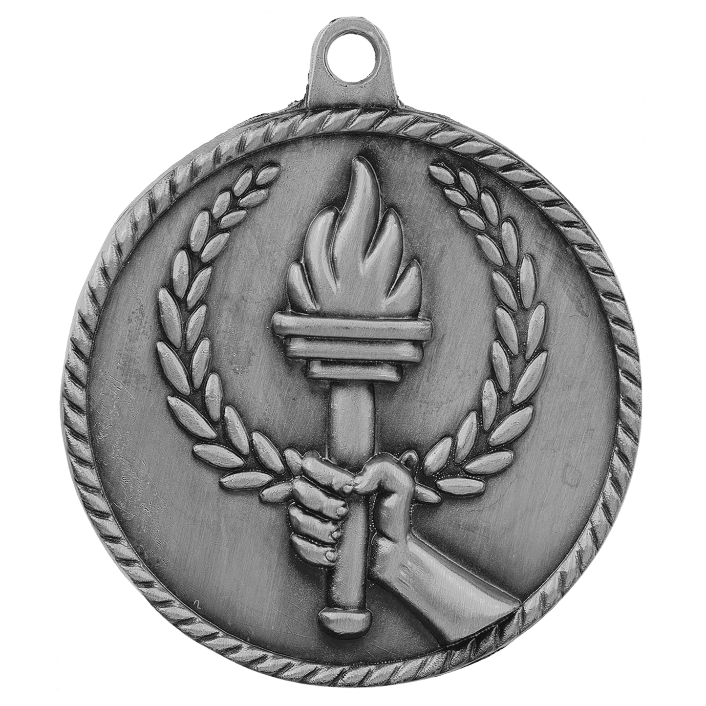 Antique Silver 2" Torch High Relief Medal