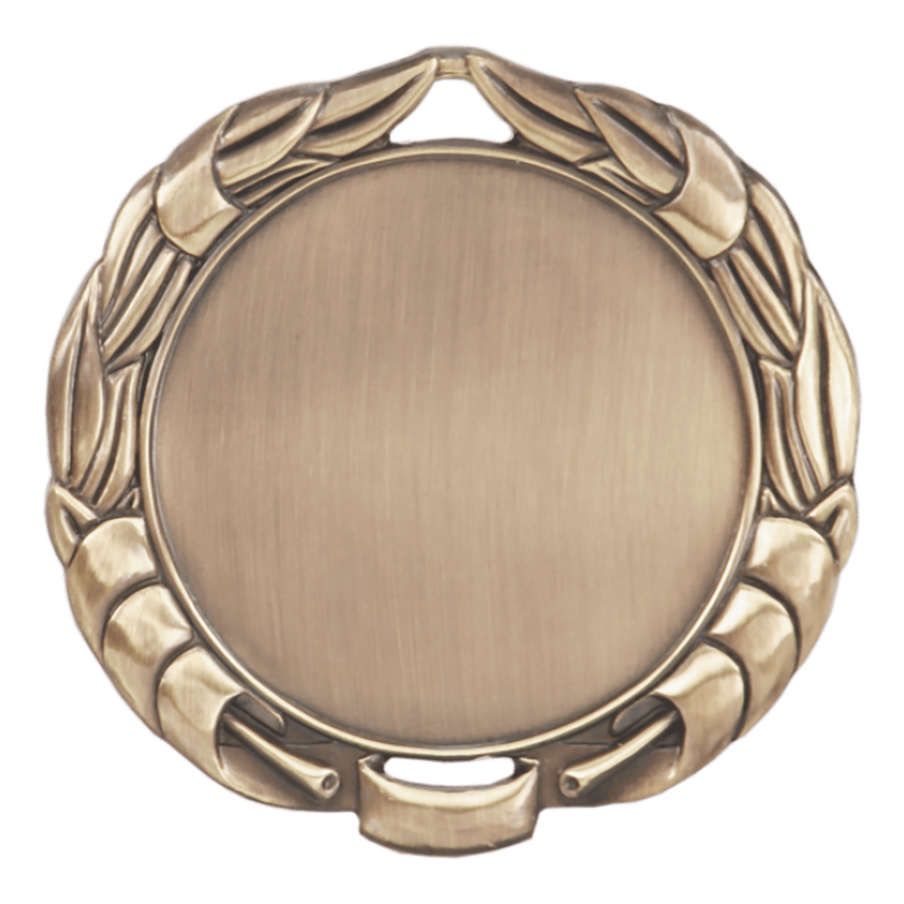 Antique Gold 2 3/4" Wreath 2" Insert Holder Medal (double sided)